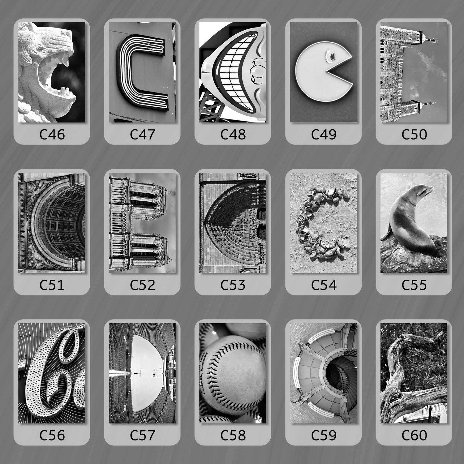 Black and White Letter C