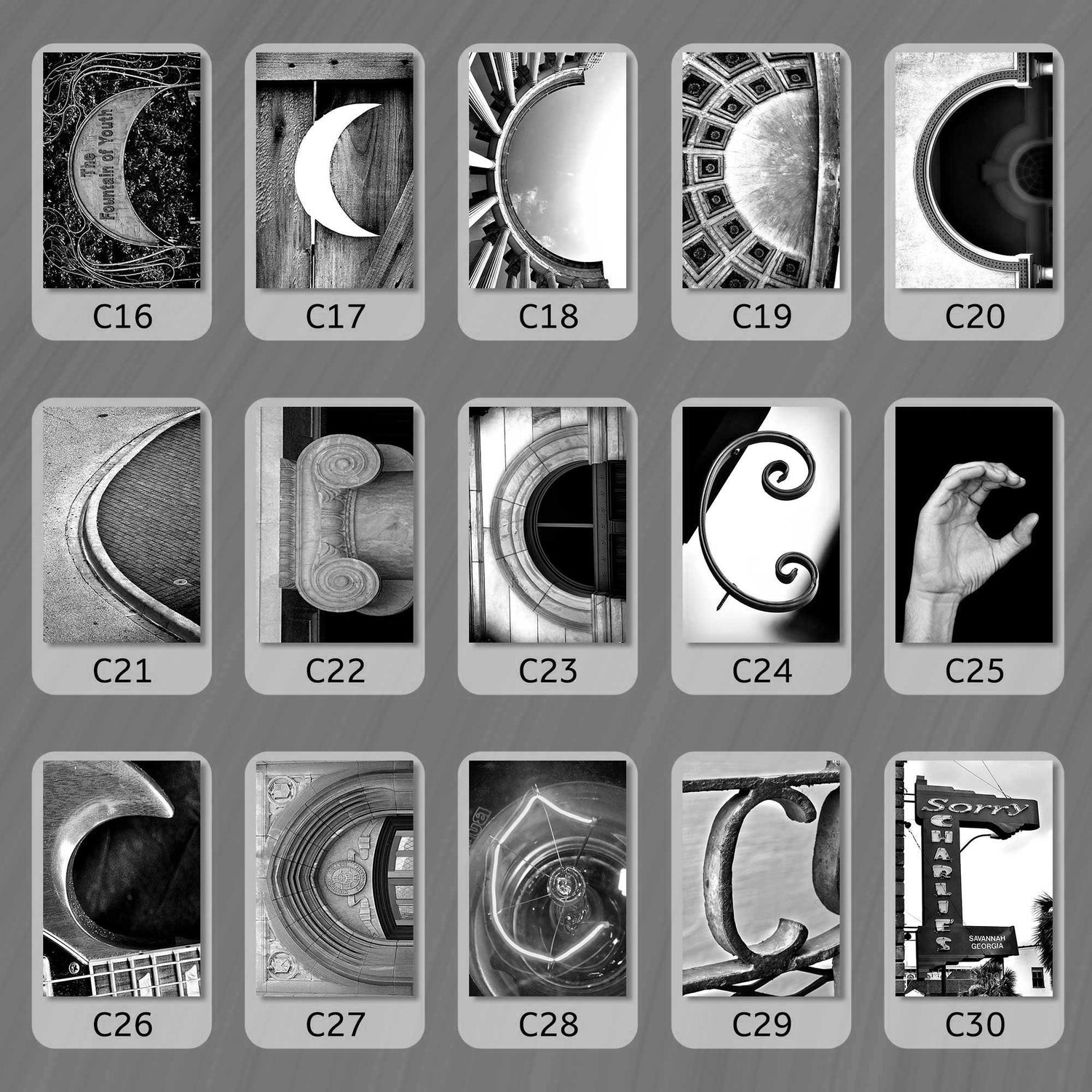 Black and White Letter C