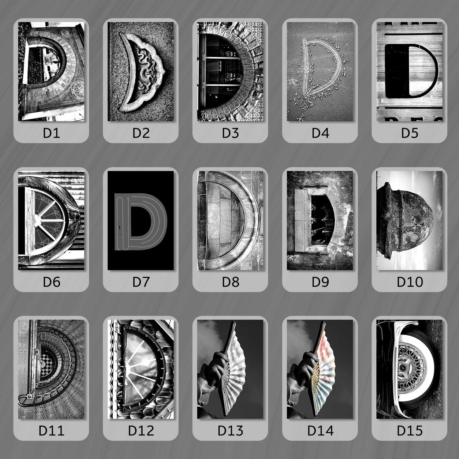 Black and White Letter D