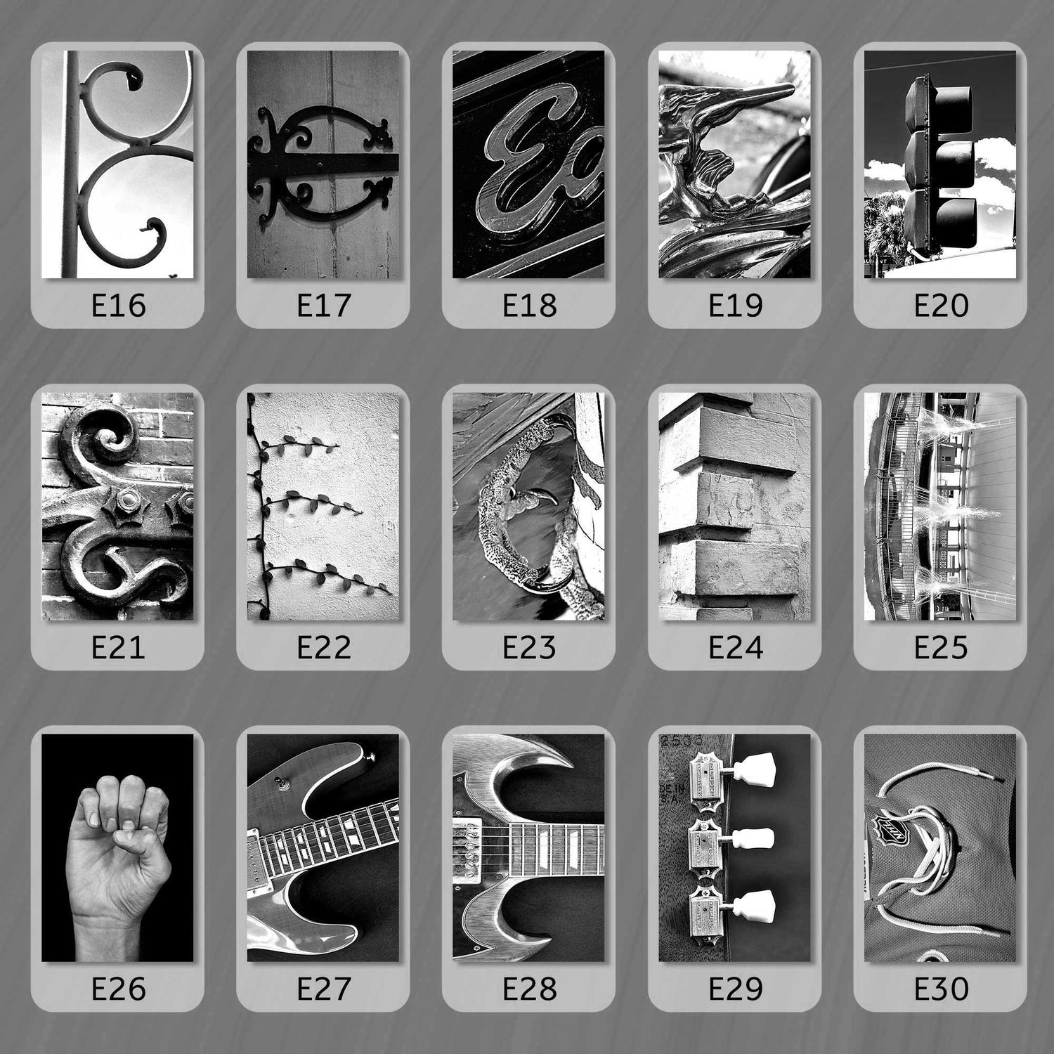 Black and White Letter E