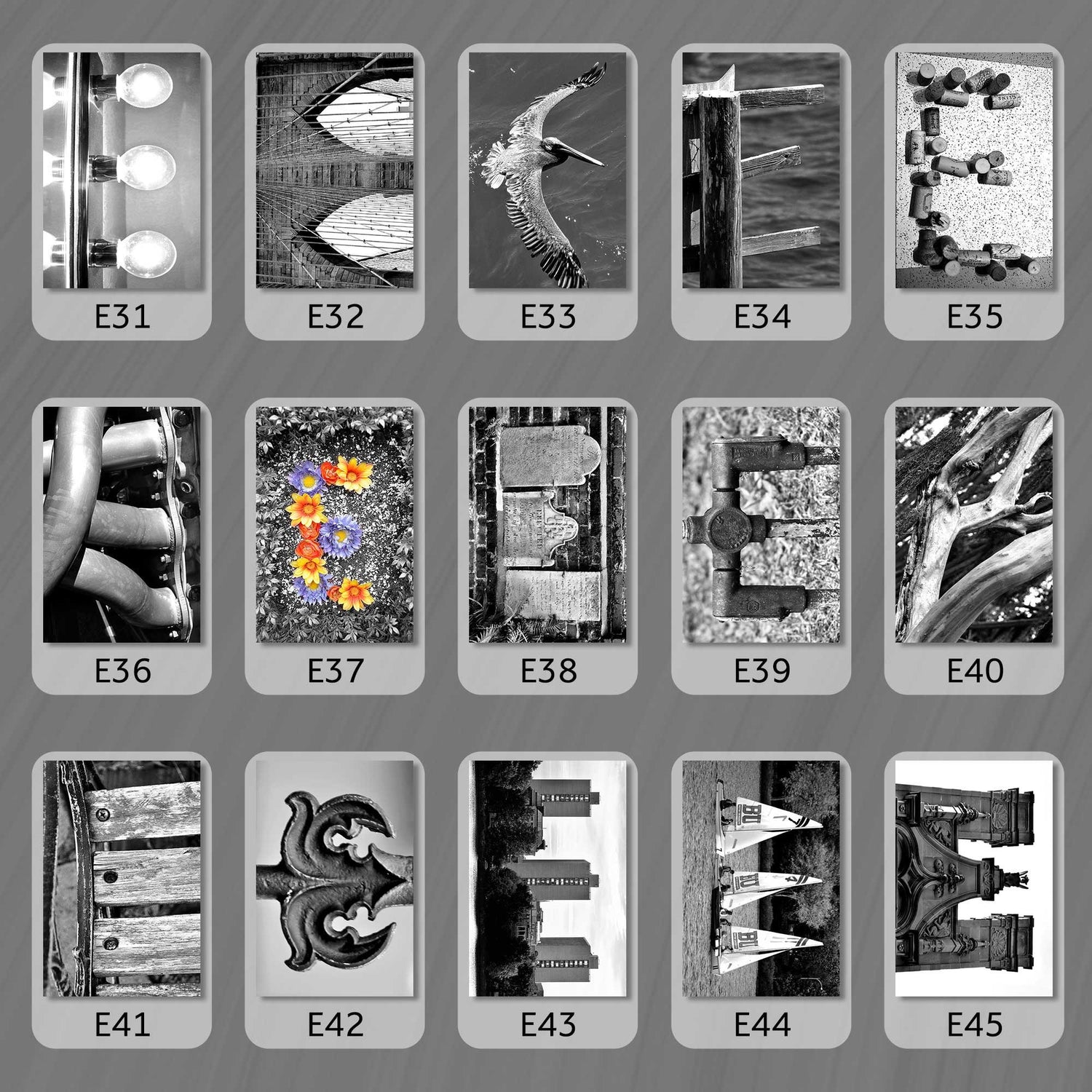 Black and White Letter E