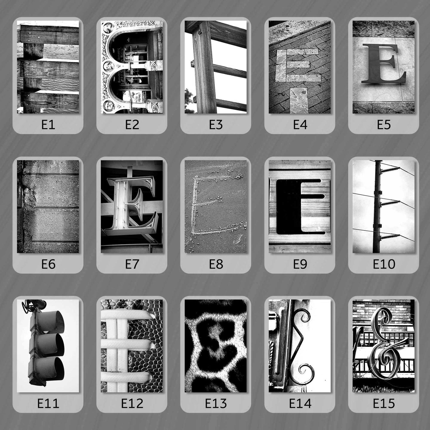 Black and White Letter E