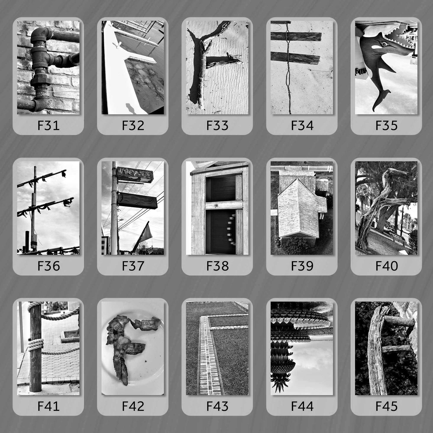 Black and White Letter F