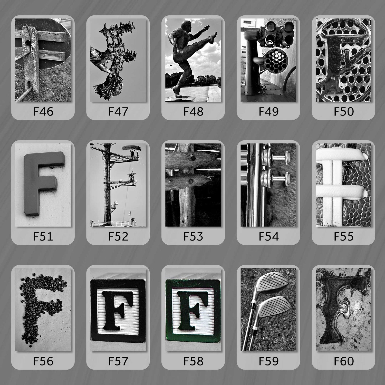 Black and White Letter F