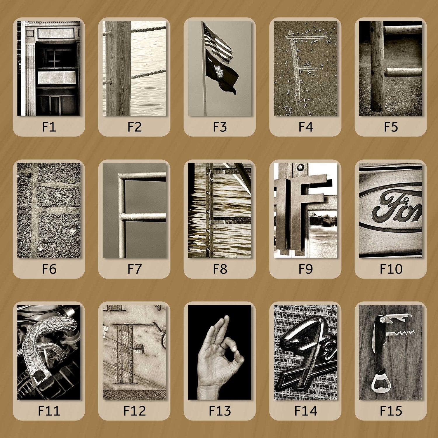 Sepia Letter F
