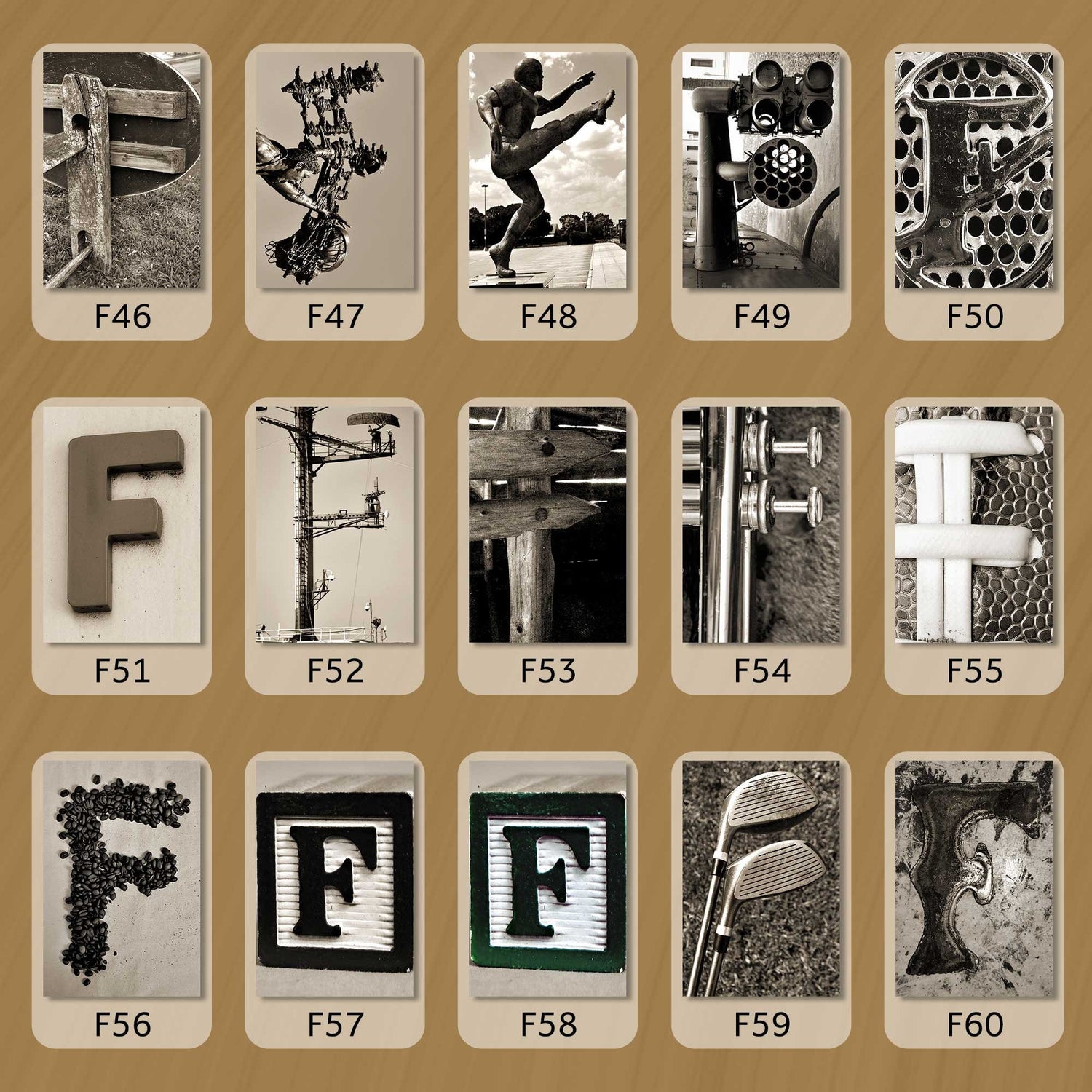 Sepia Letter F