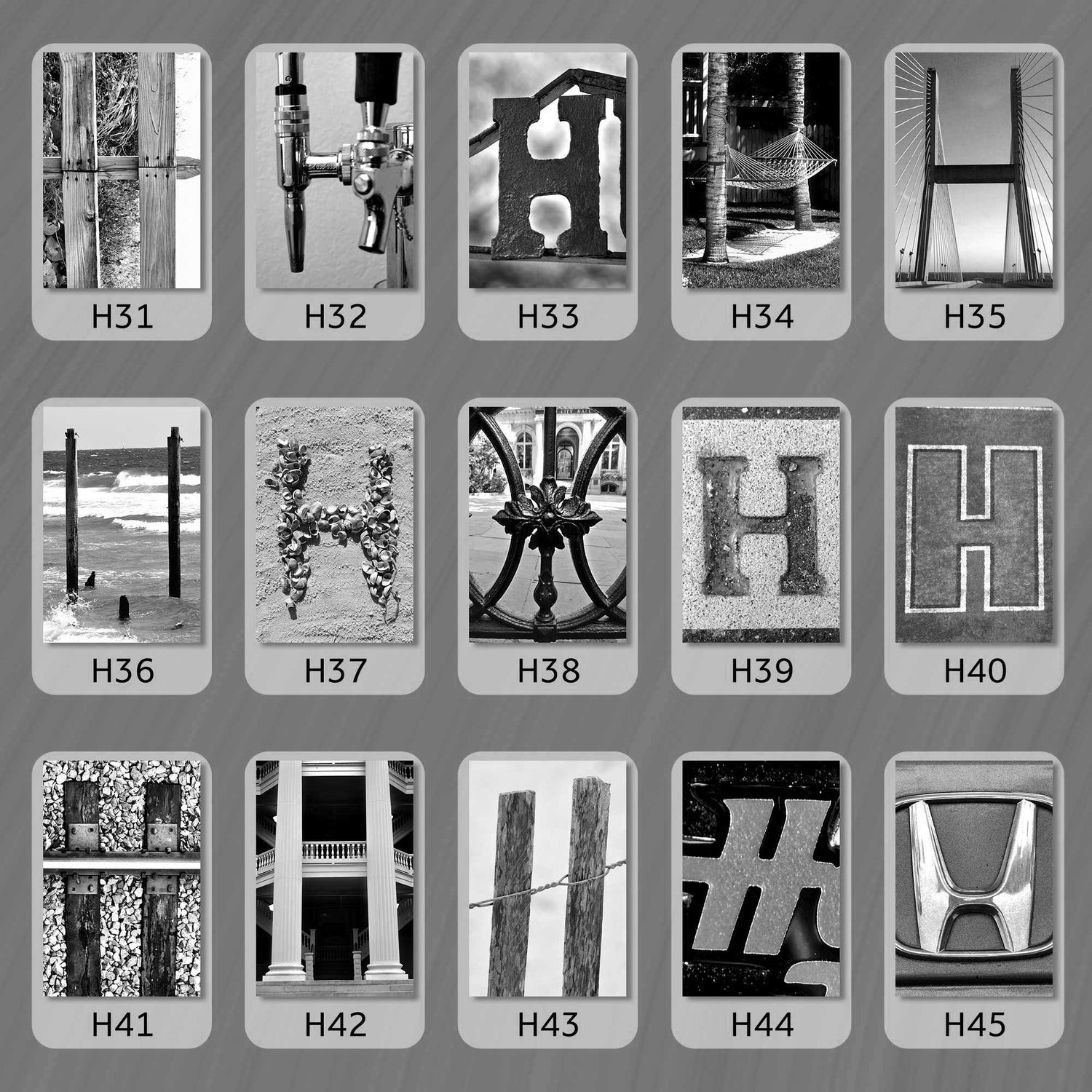 Black and White Letter H