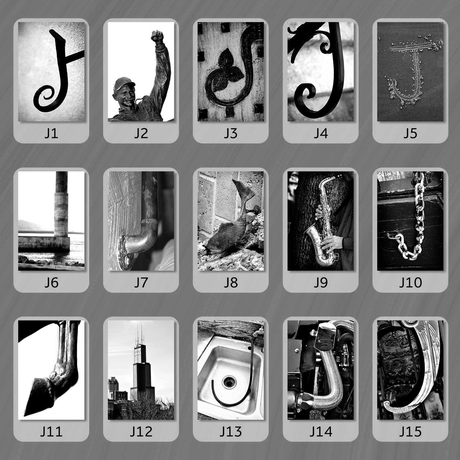 Black and White Letter J