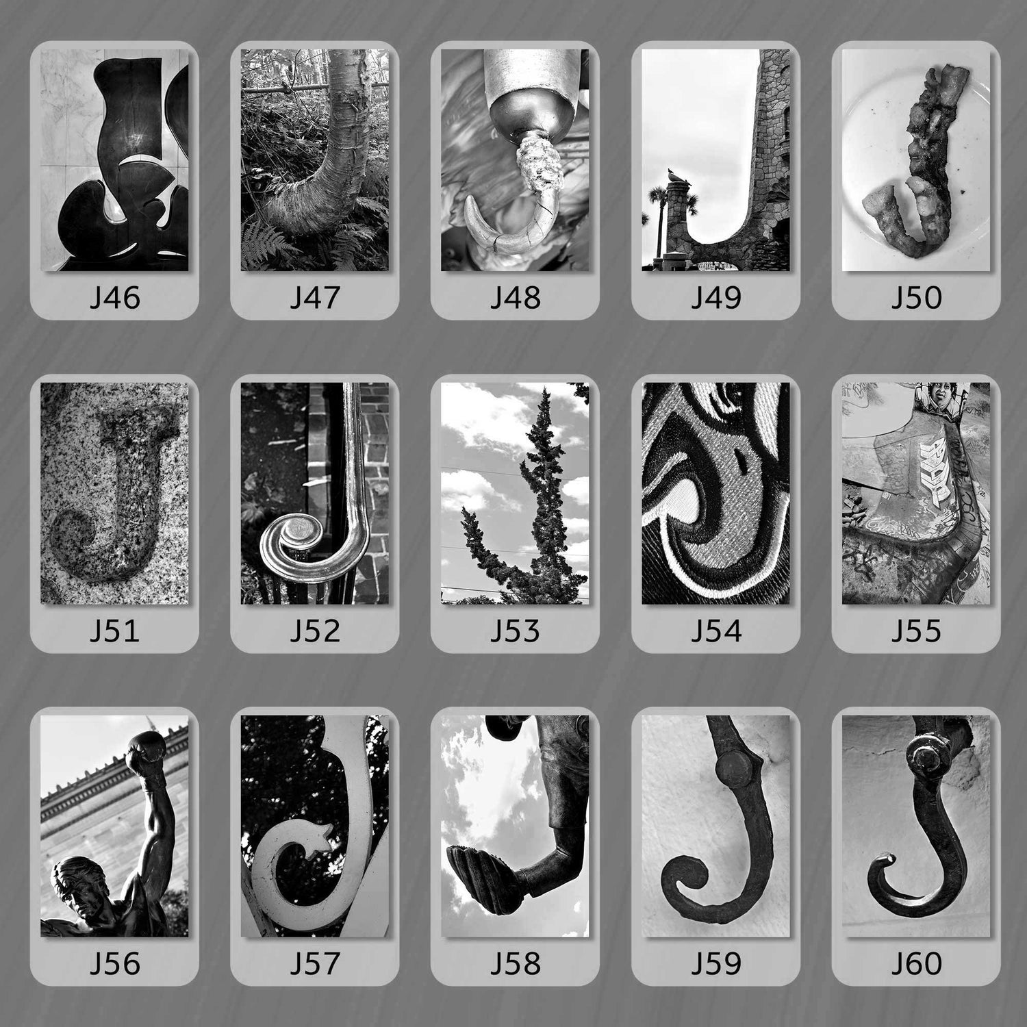 Black and White Letter J