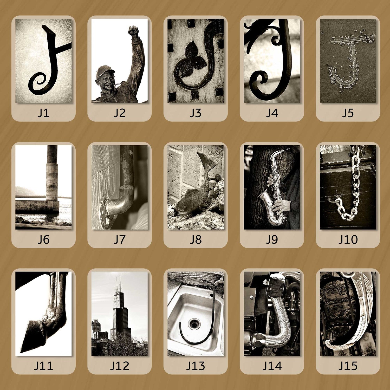 Sepia Letter J