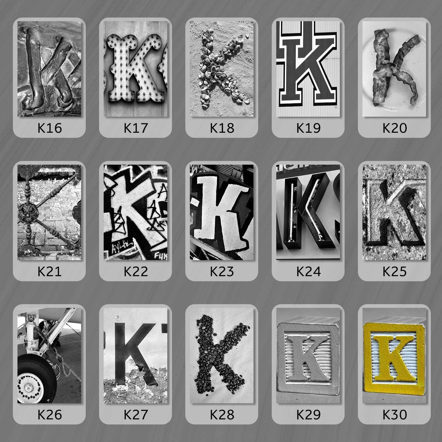 Black and White Letter K