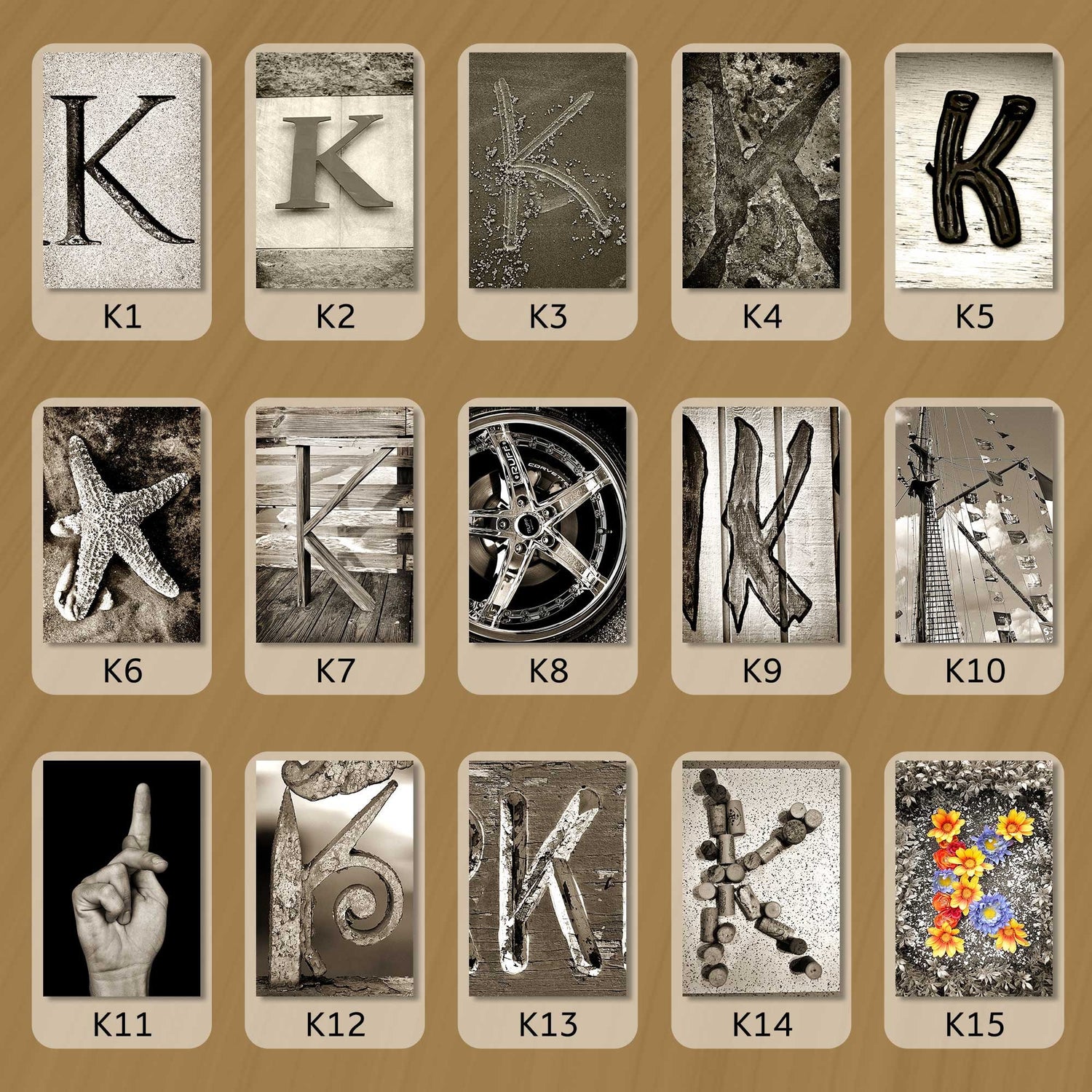 Sepia Letter K