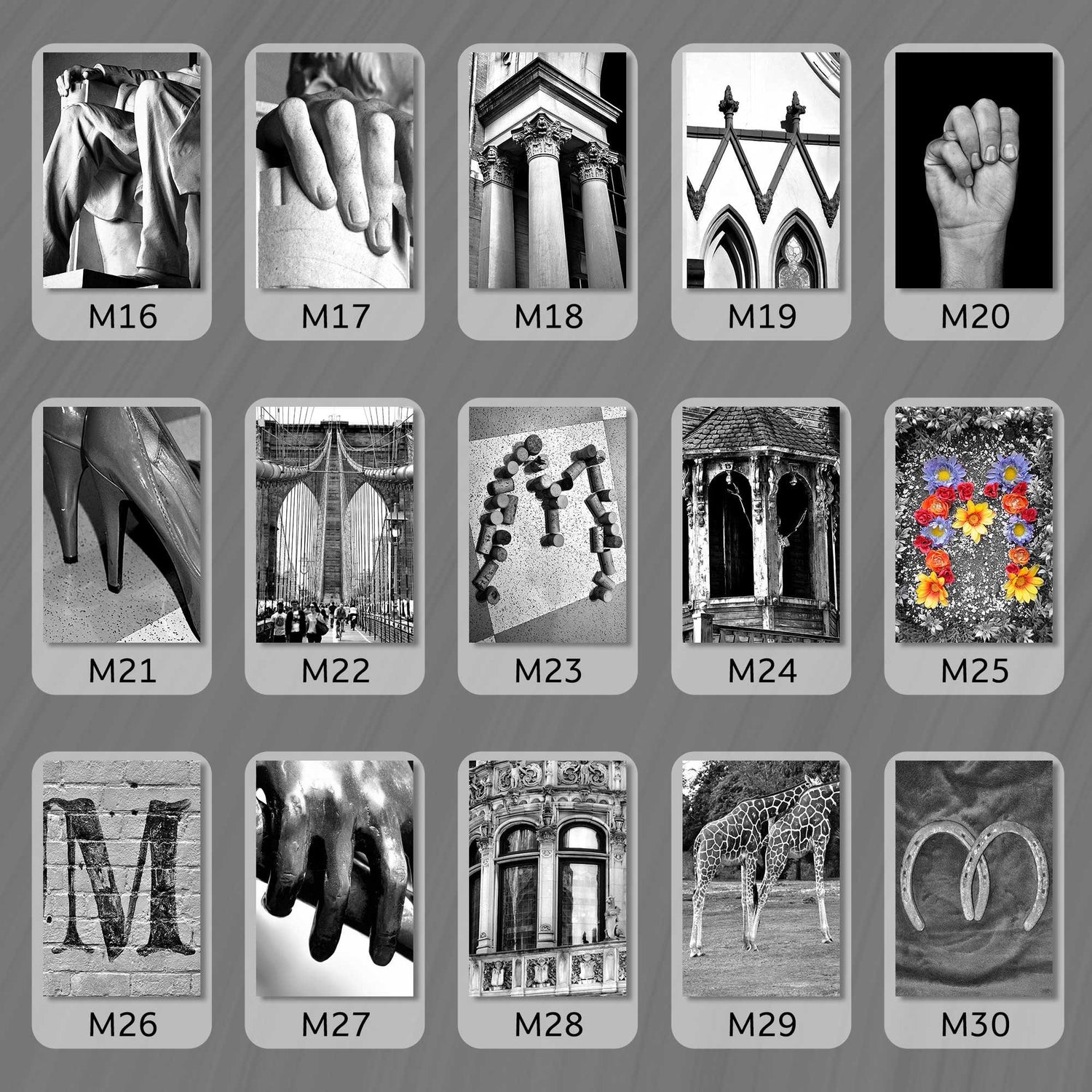 Black and White Letter M