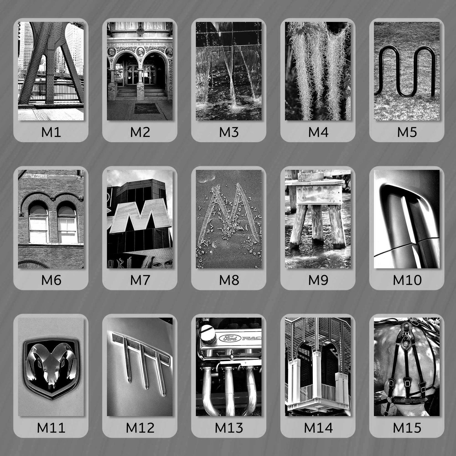 Black and White Letter M