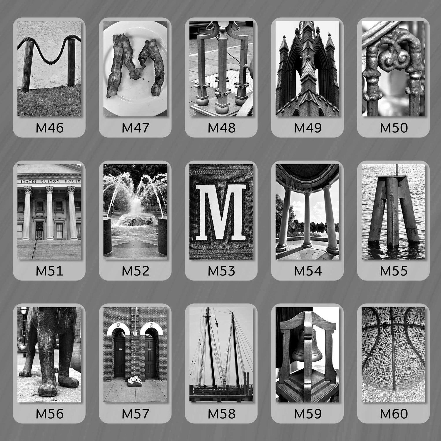 Black and White Letter M