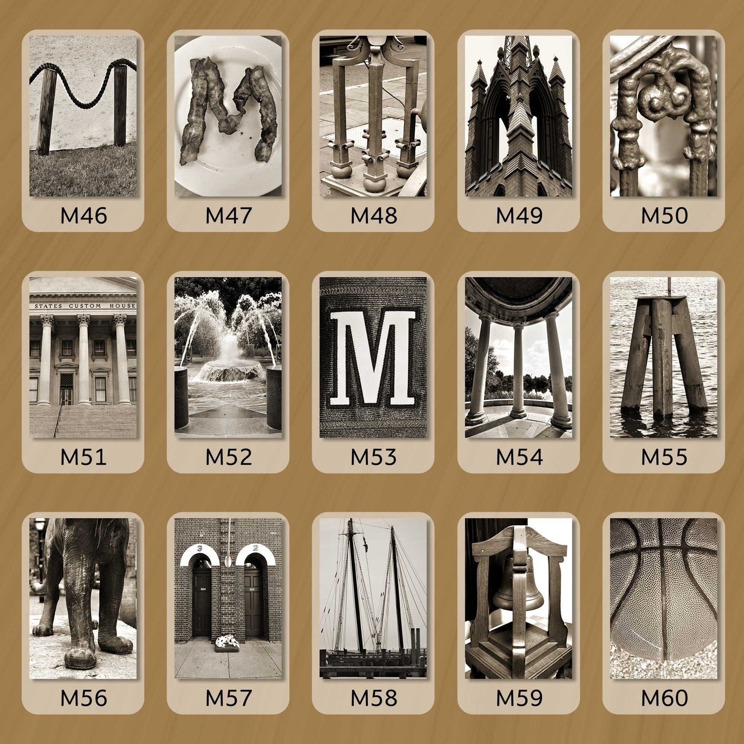 Sepia Letter M
