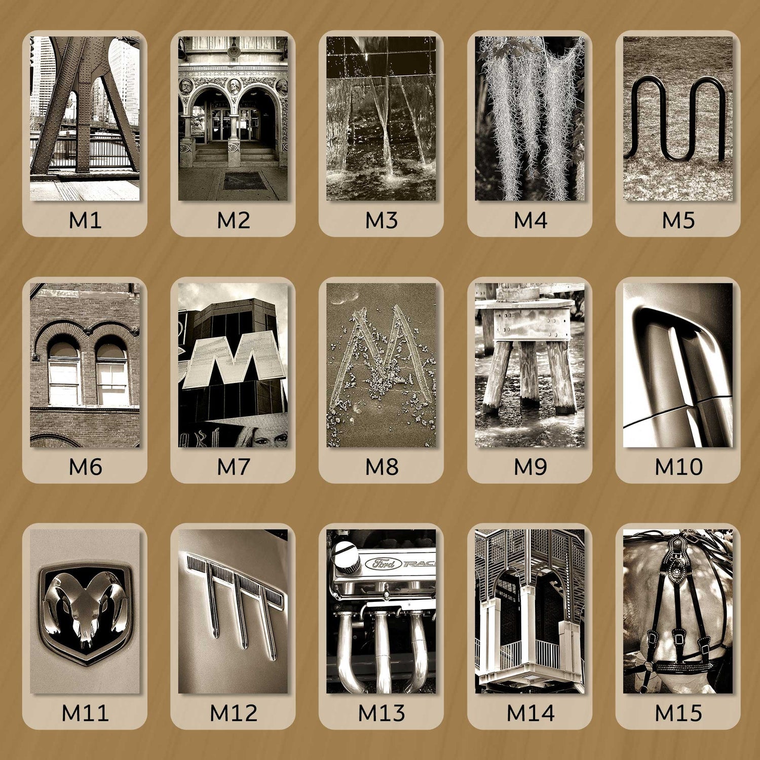 Sepia Letter M