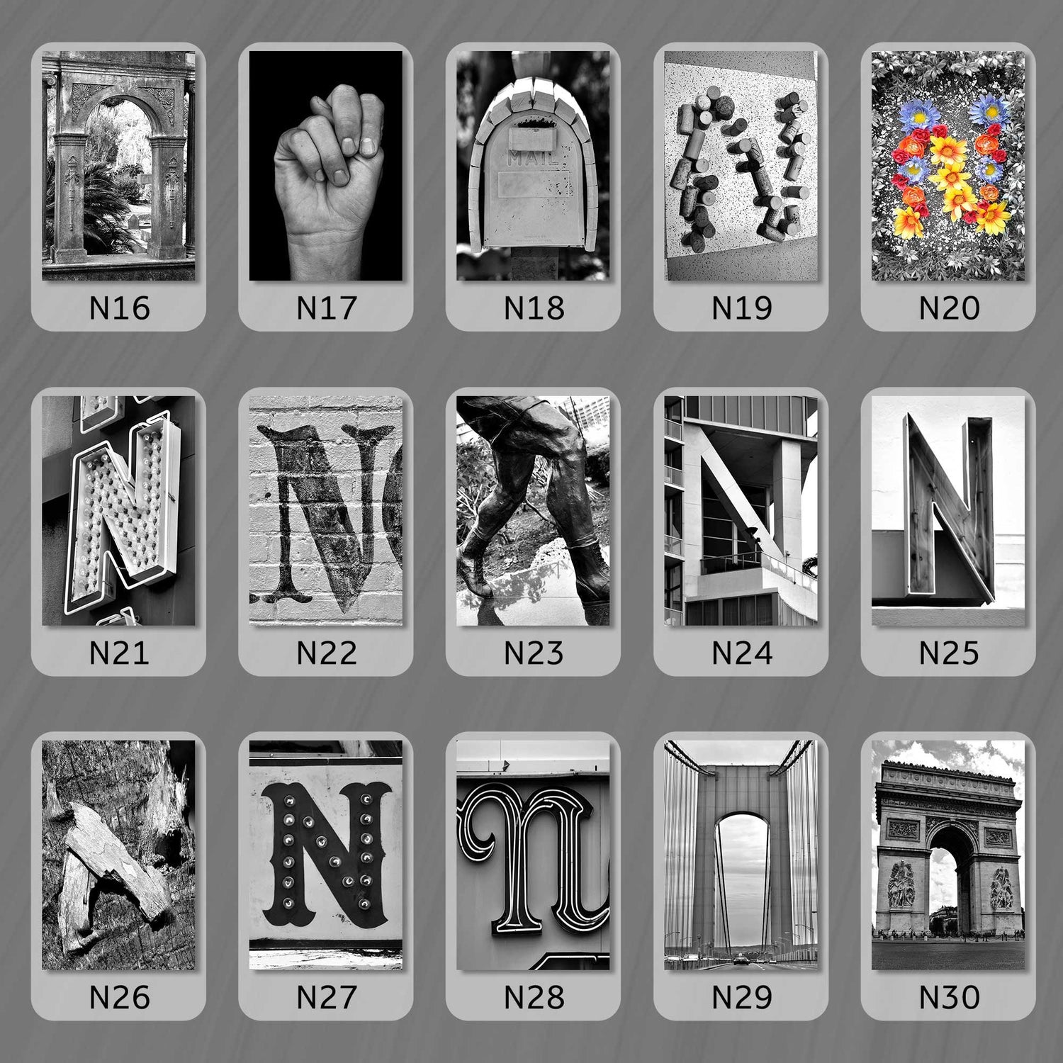 Black and White Letter N