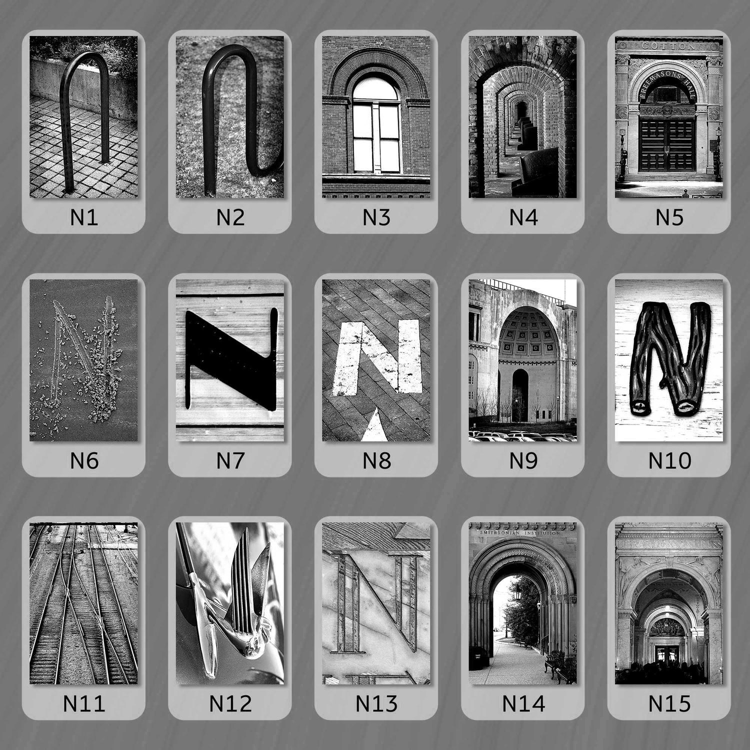 Black and White Letter N