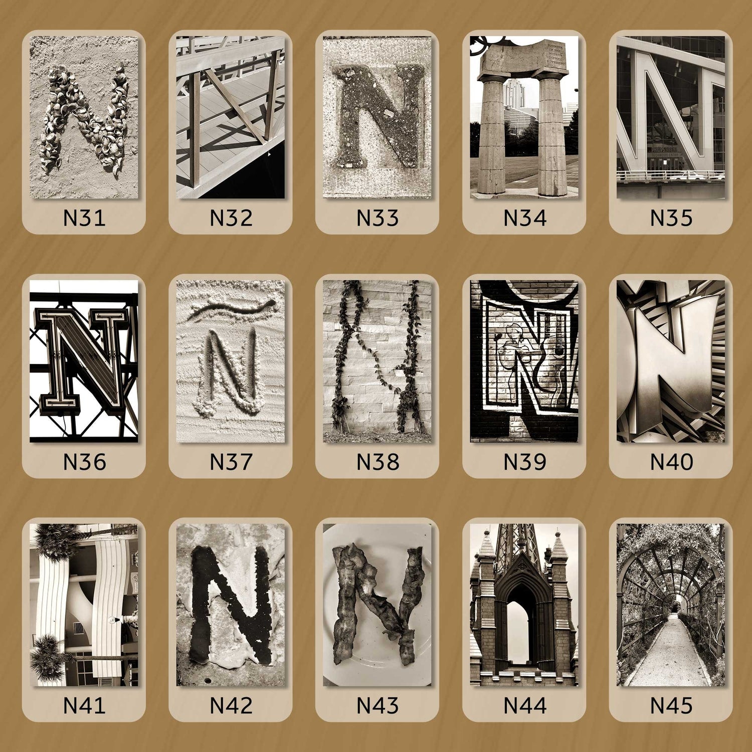 Sepia Letter N