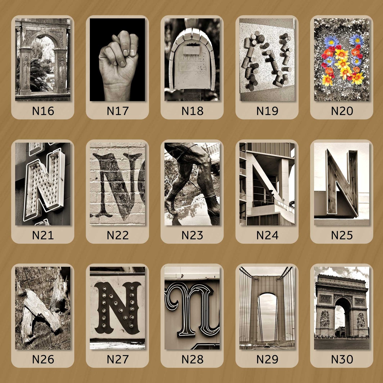 Sepia Letter N