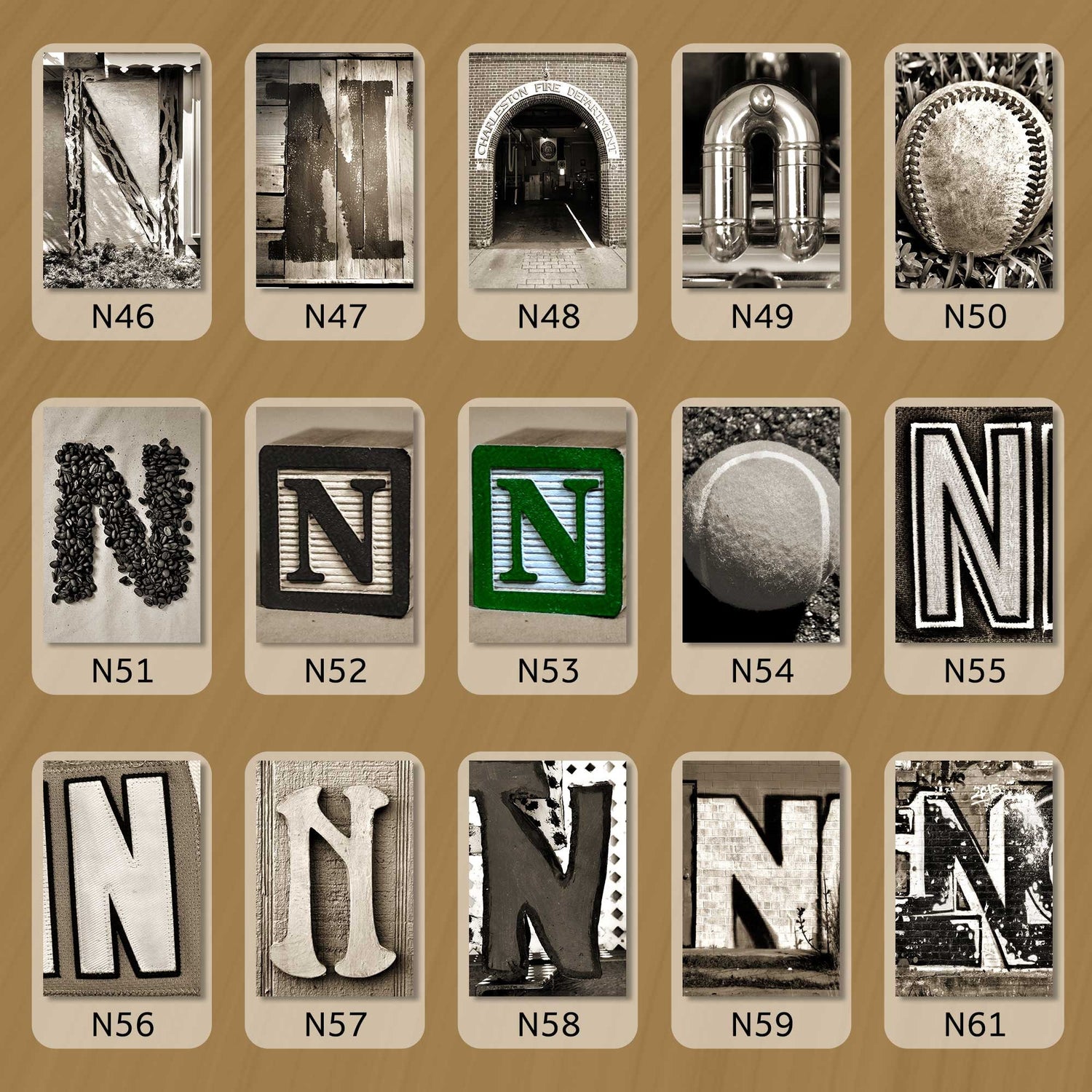 Sepia Letter N