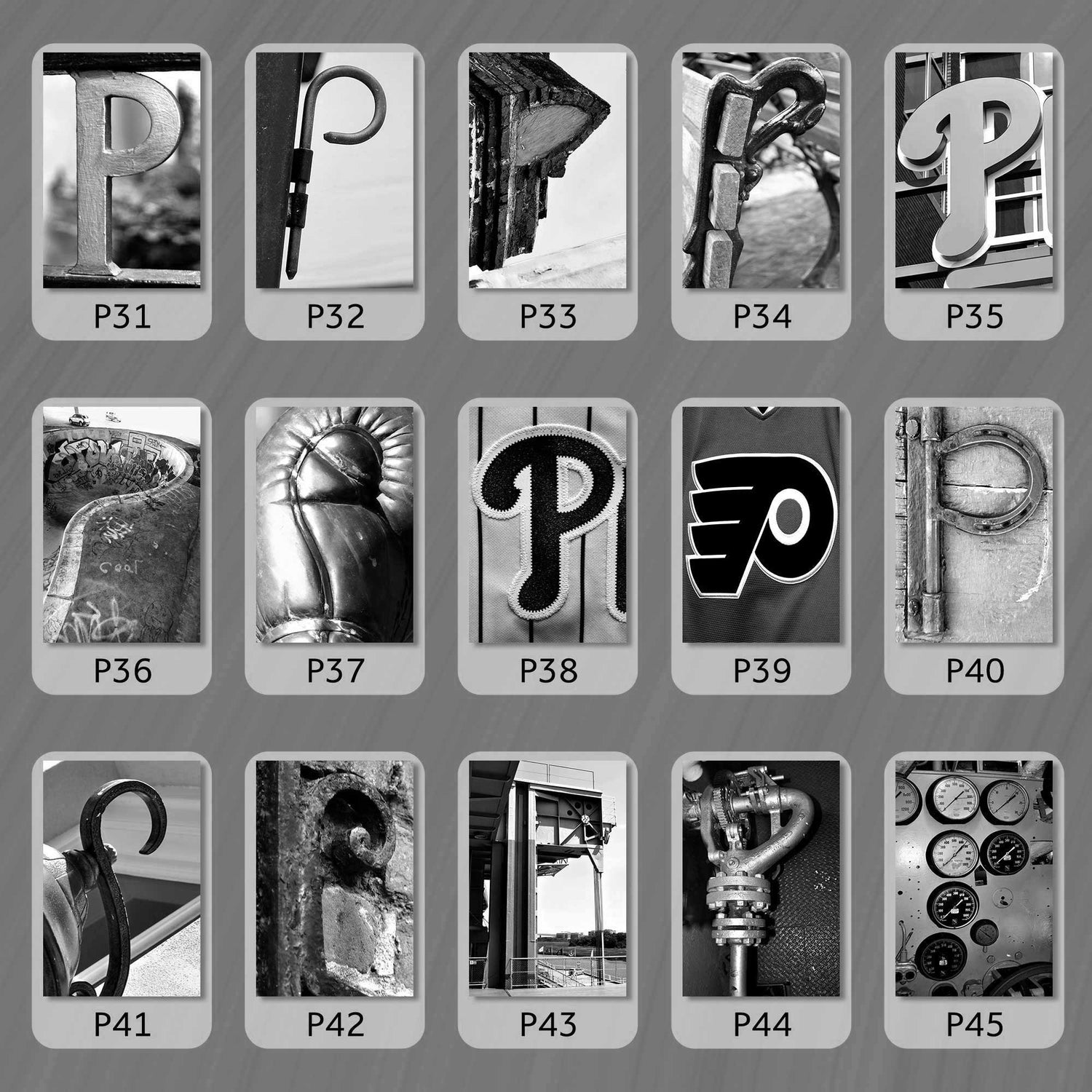 Black and White Letter P