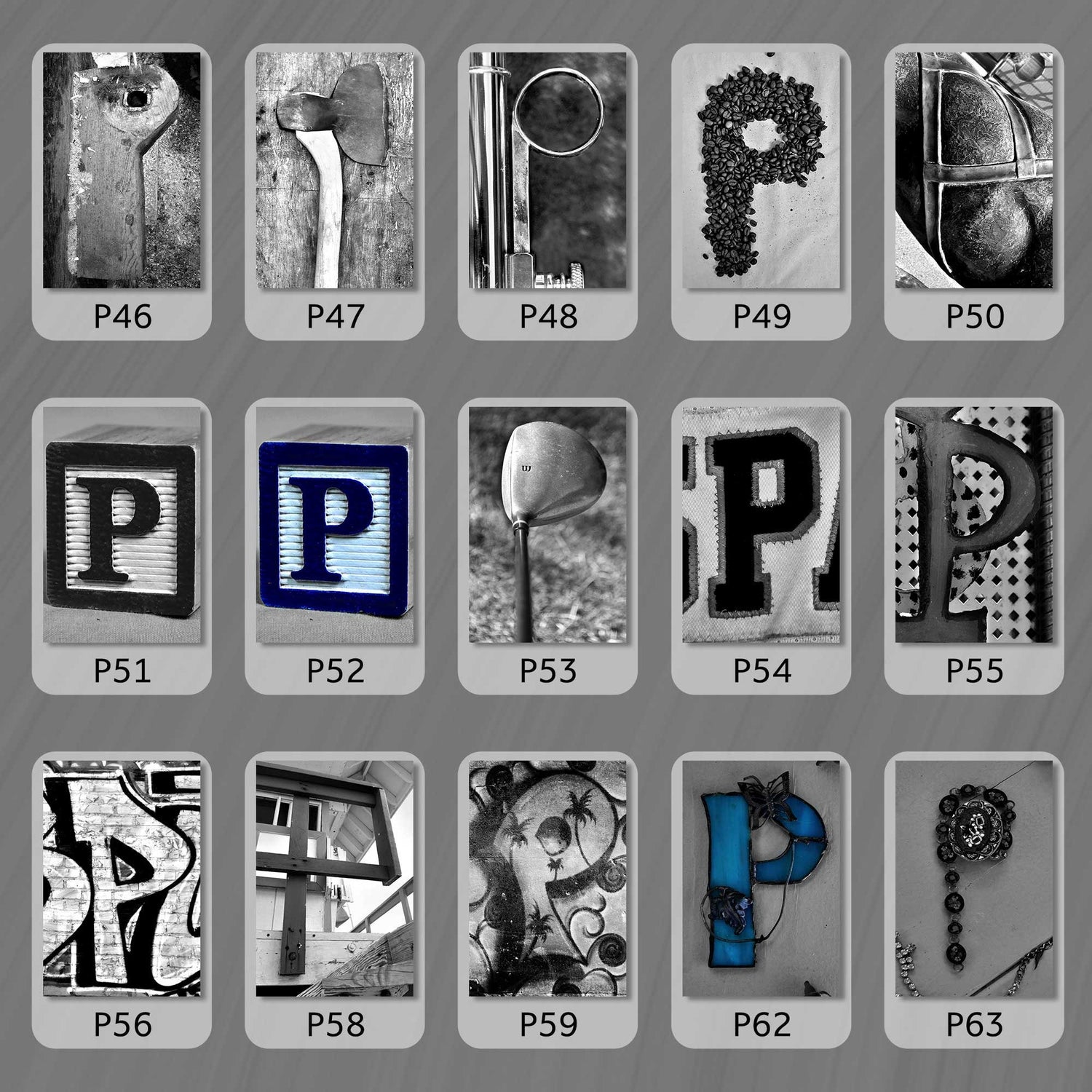 Black and White Letter P