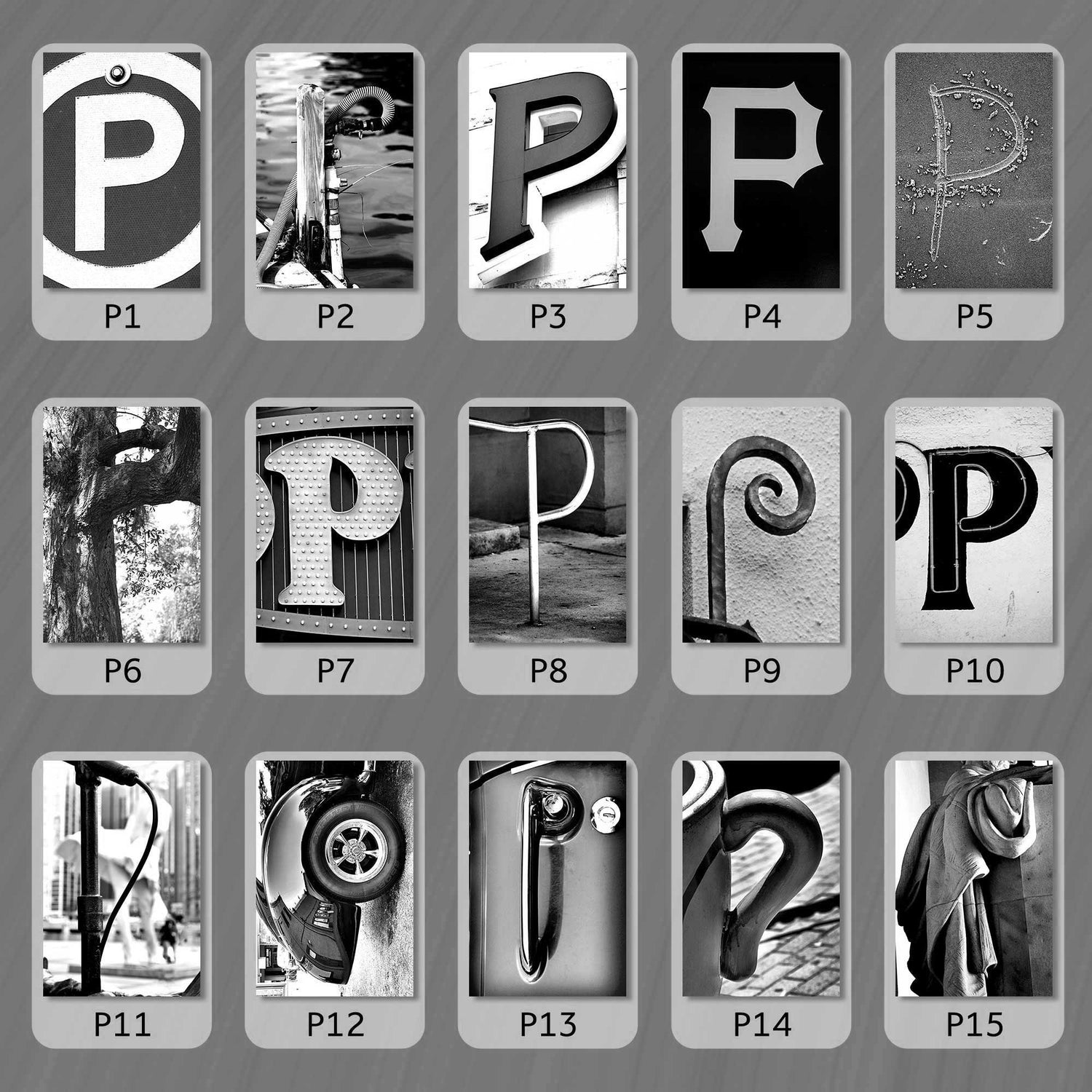 Black and White Letter P