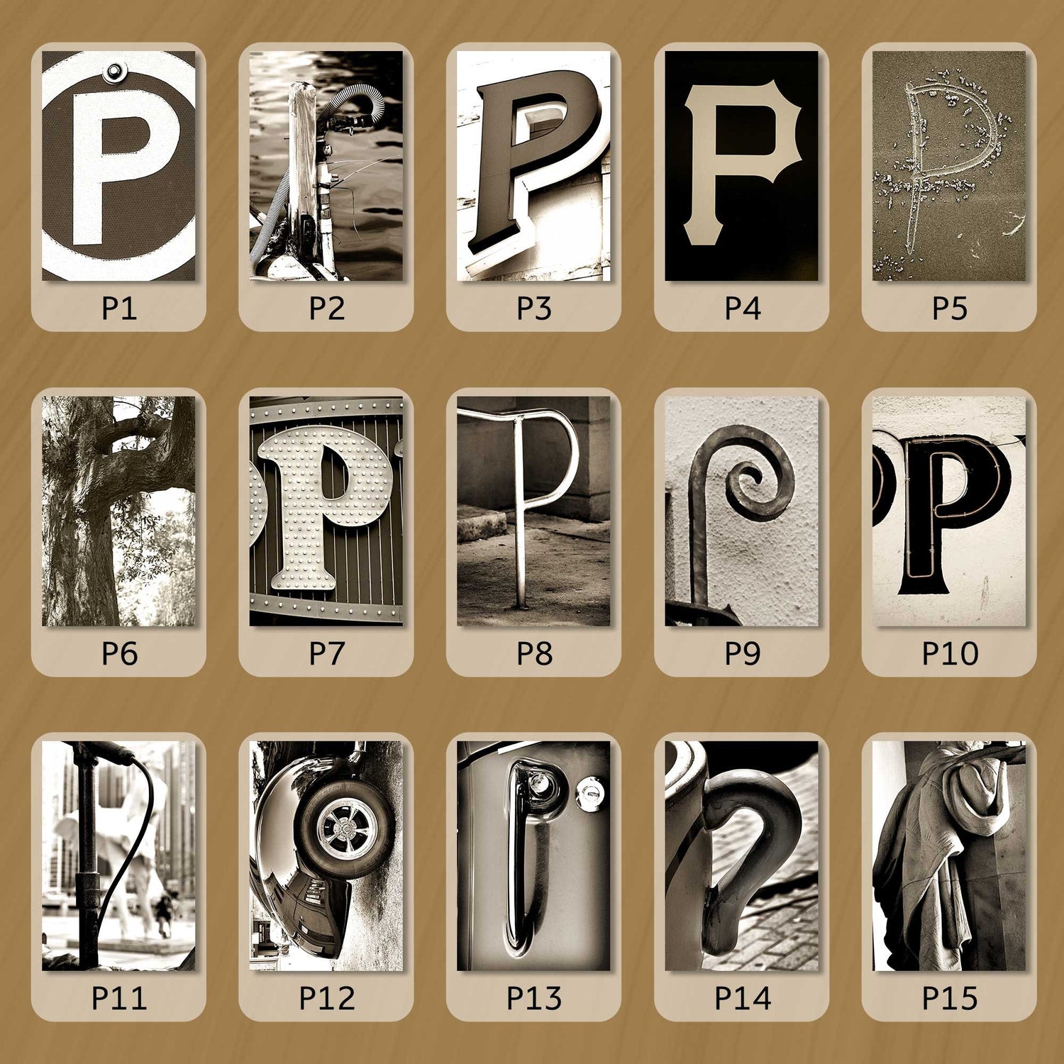 Sepia Letter P