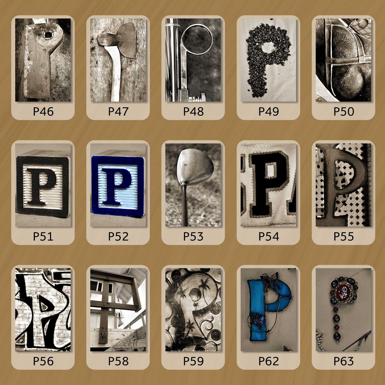 Sepia Letter P