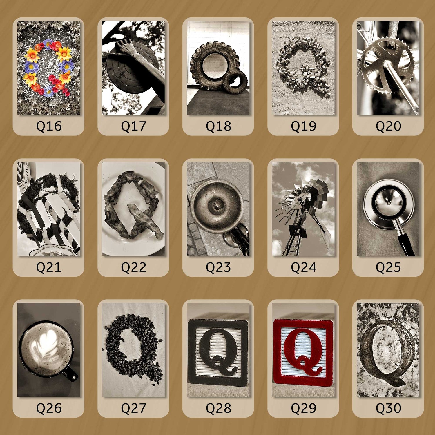 Sepia Letter Q