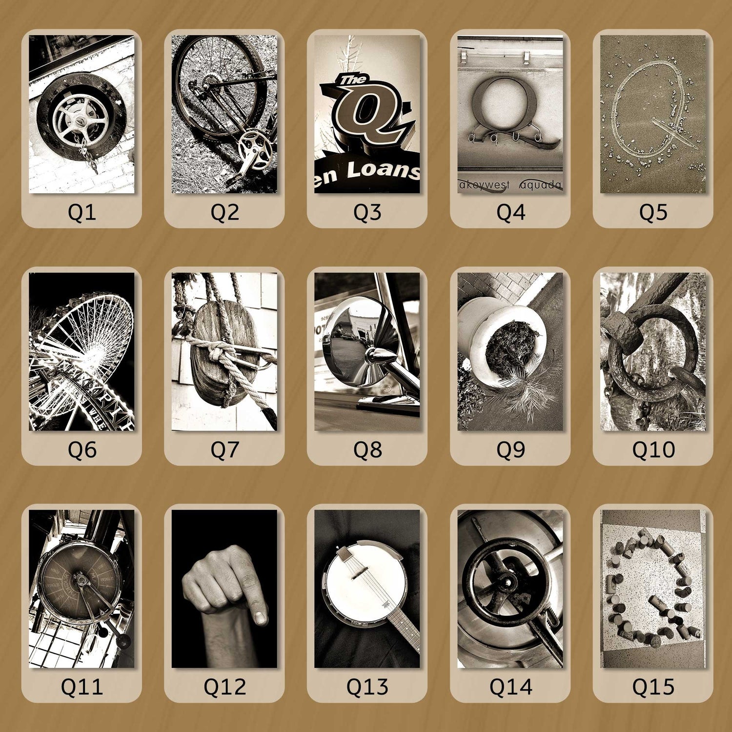 Sepia Letter Q