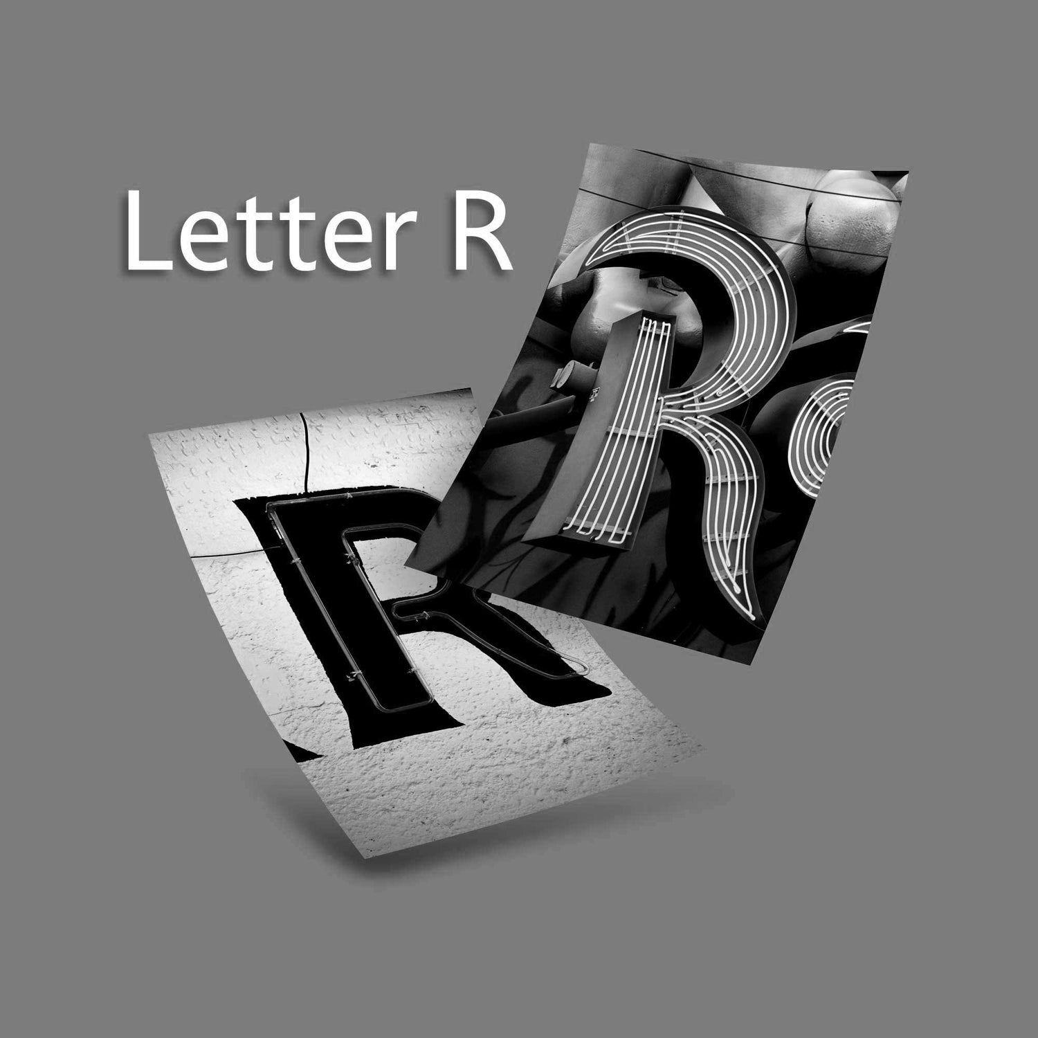 Black and White Letter R
