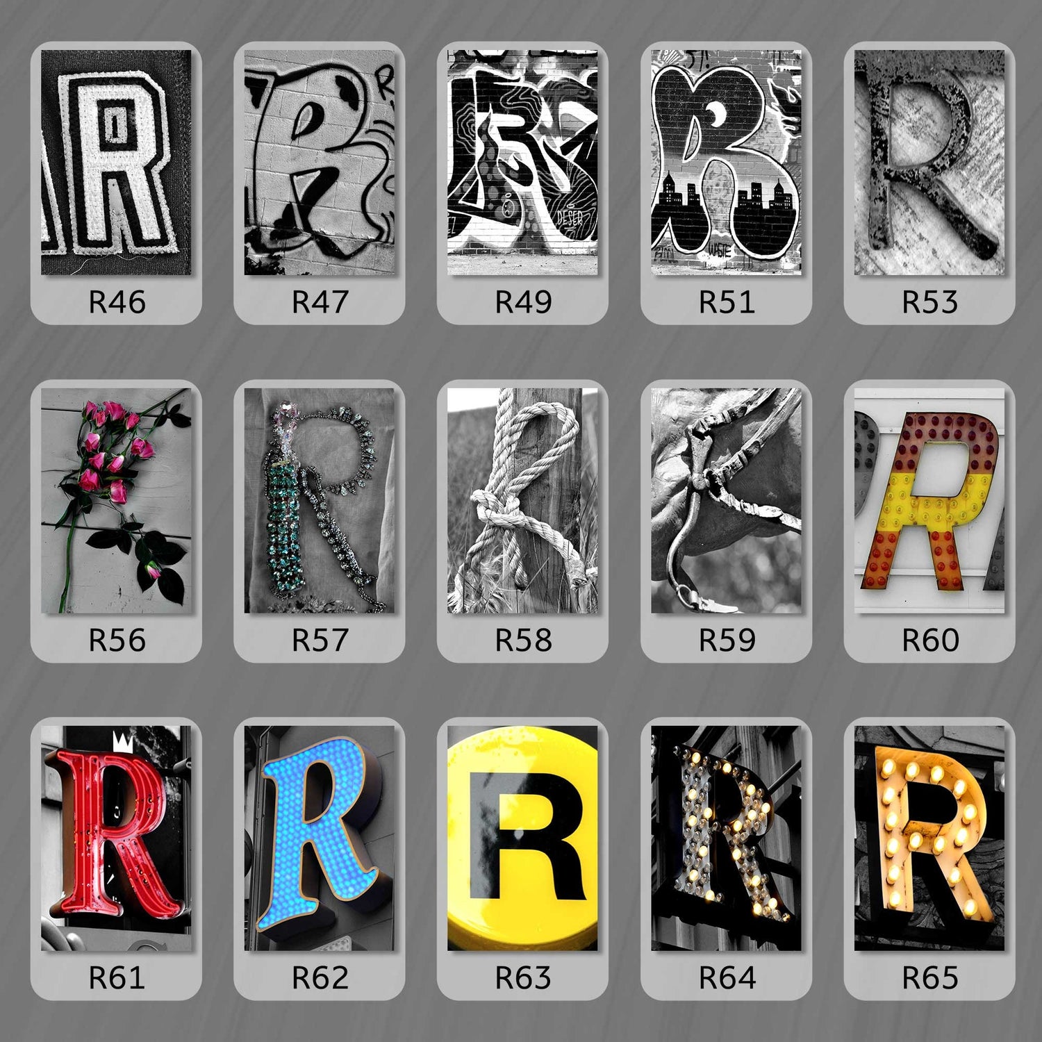 Black and White Letter R