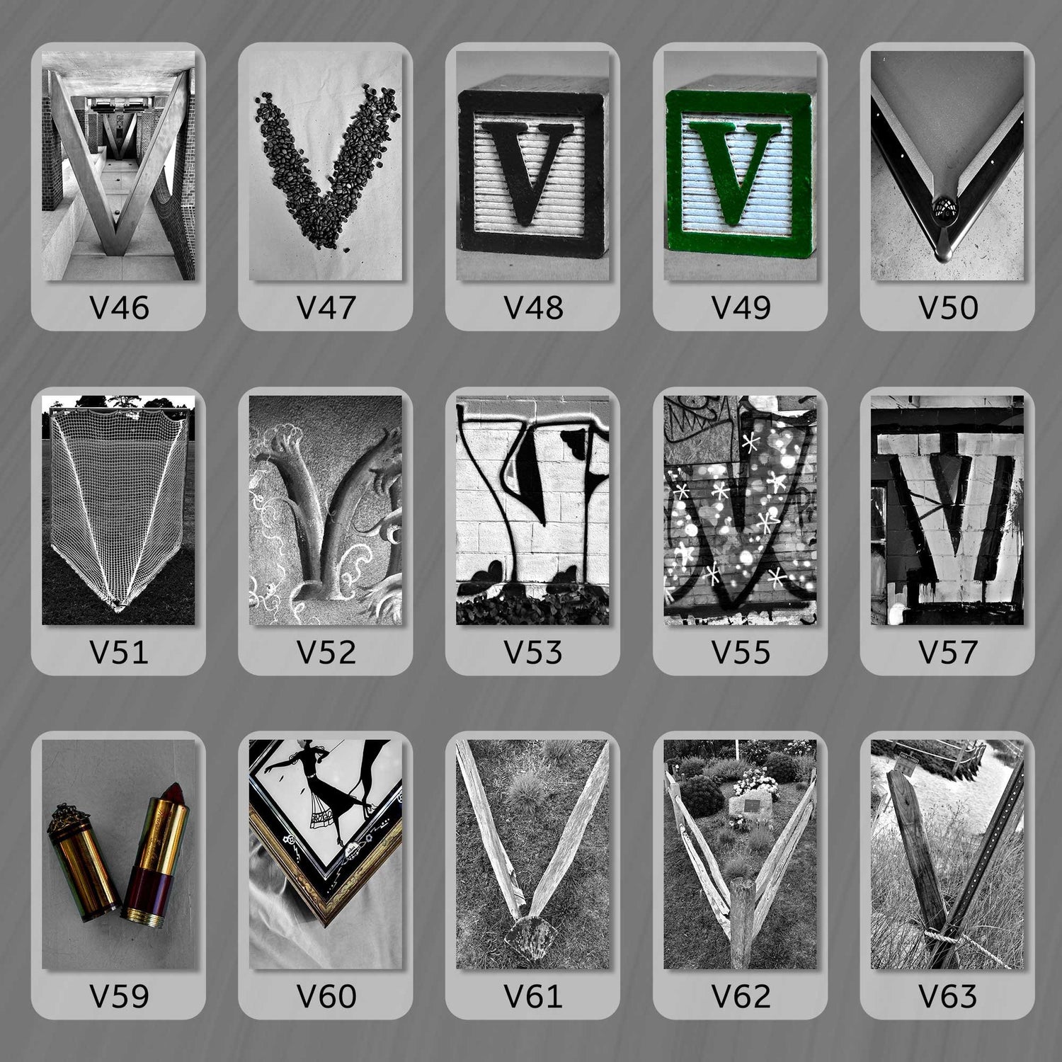 Black and White Letter V