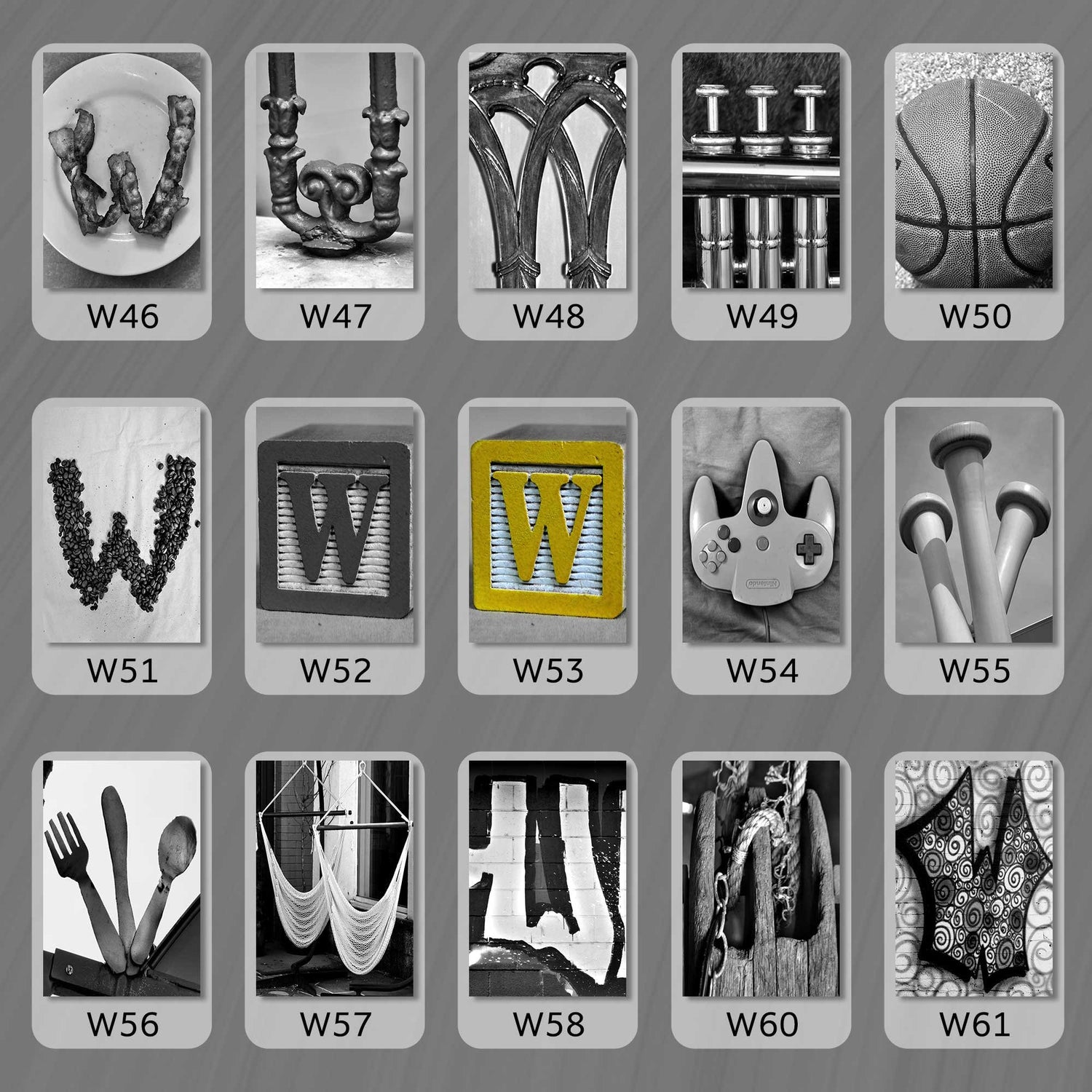 Black and White Letter W
