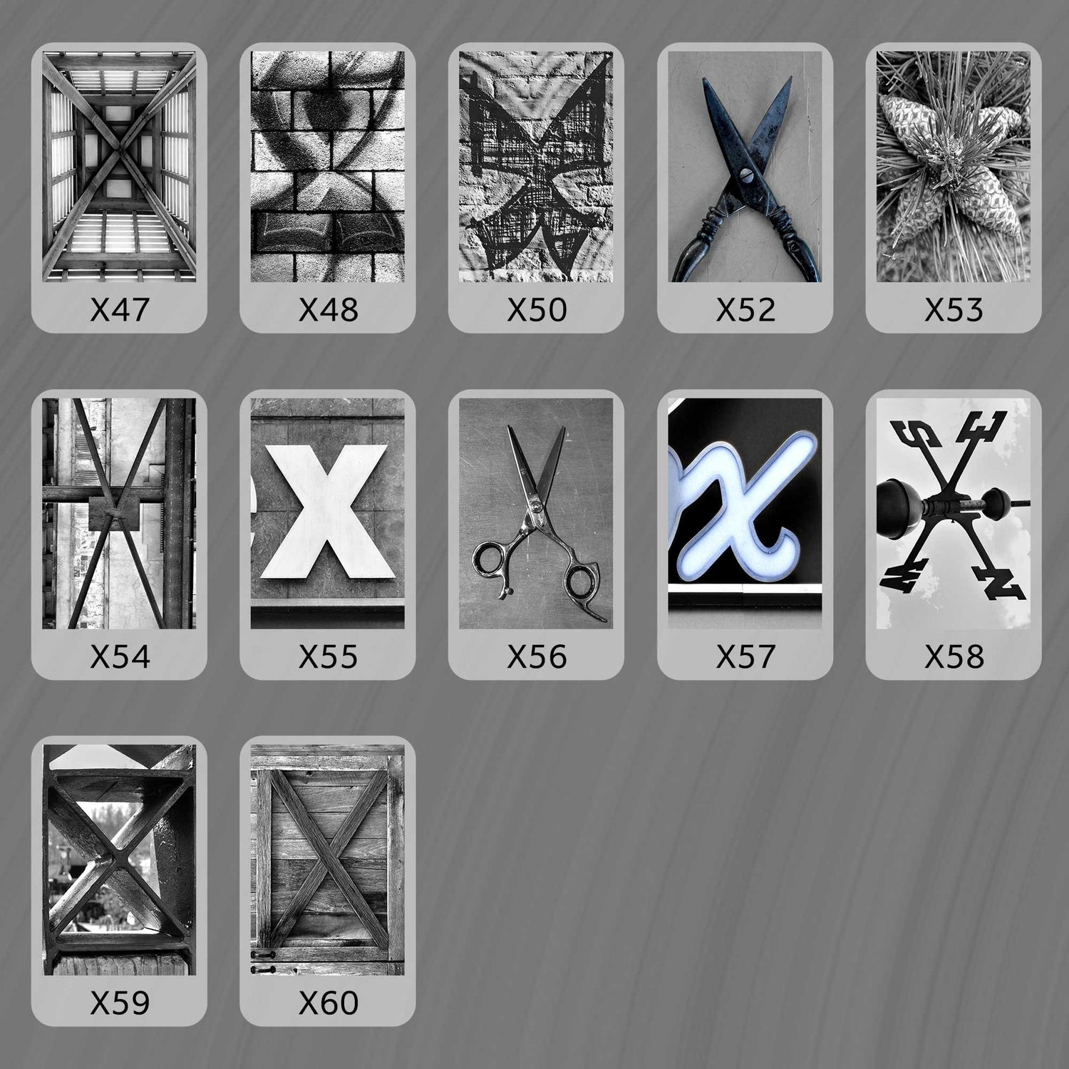 Black and White Letter X