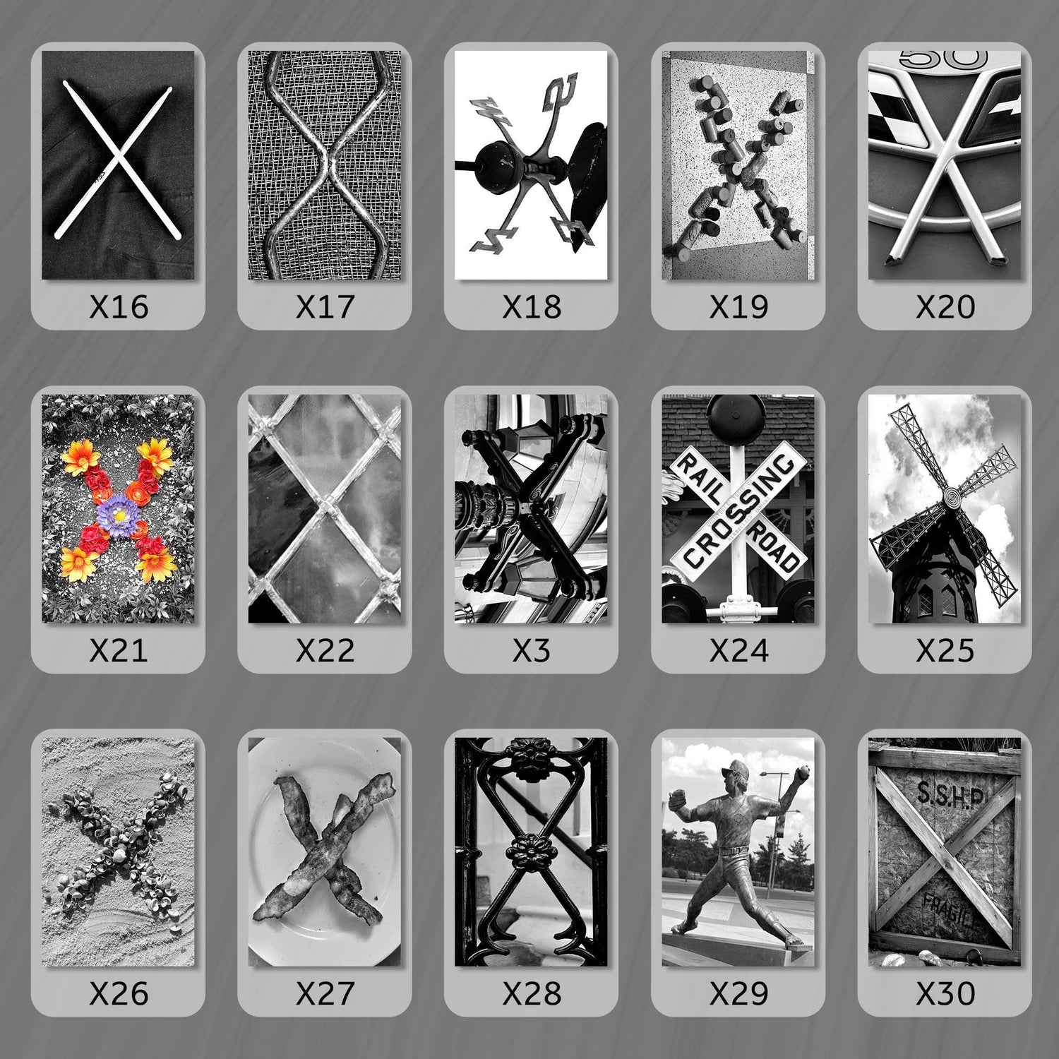 Black and White Letter X