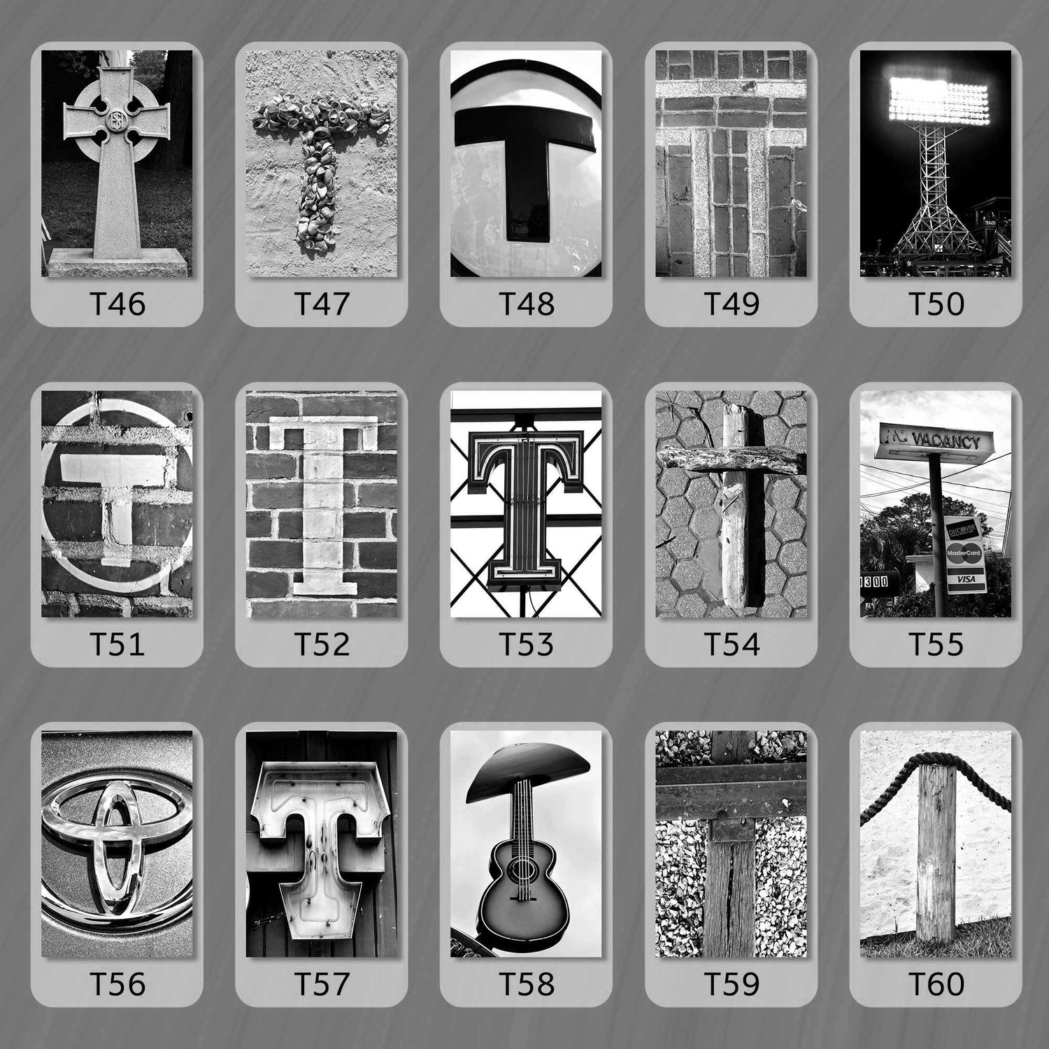 Black and White Letter T