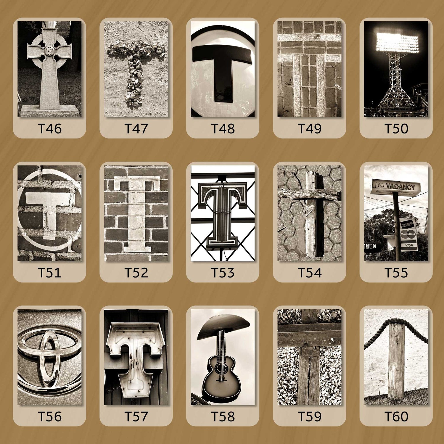 Sepia Letter T