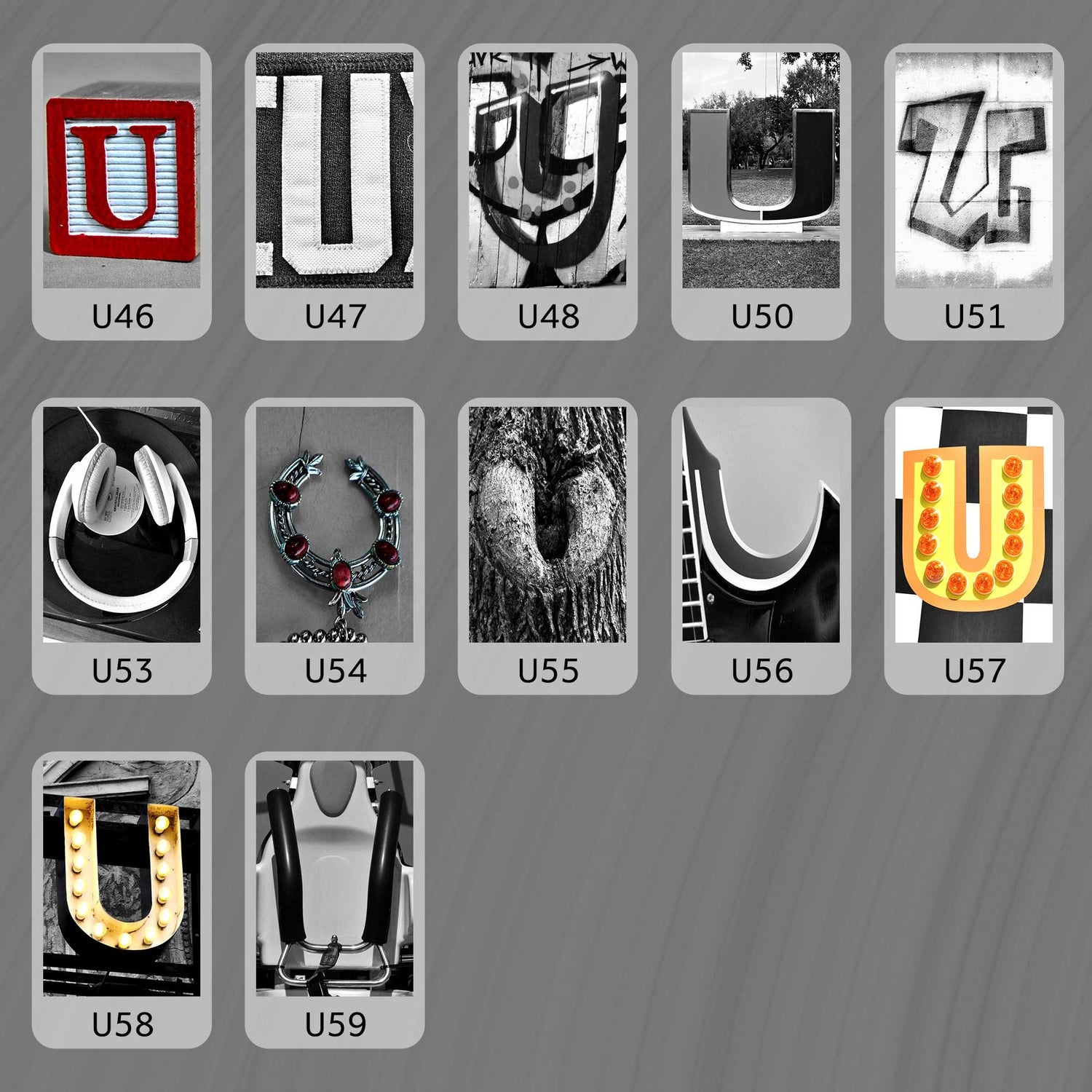 Black and White Letter U