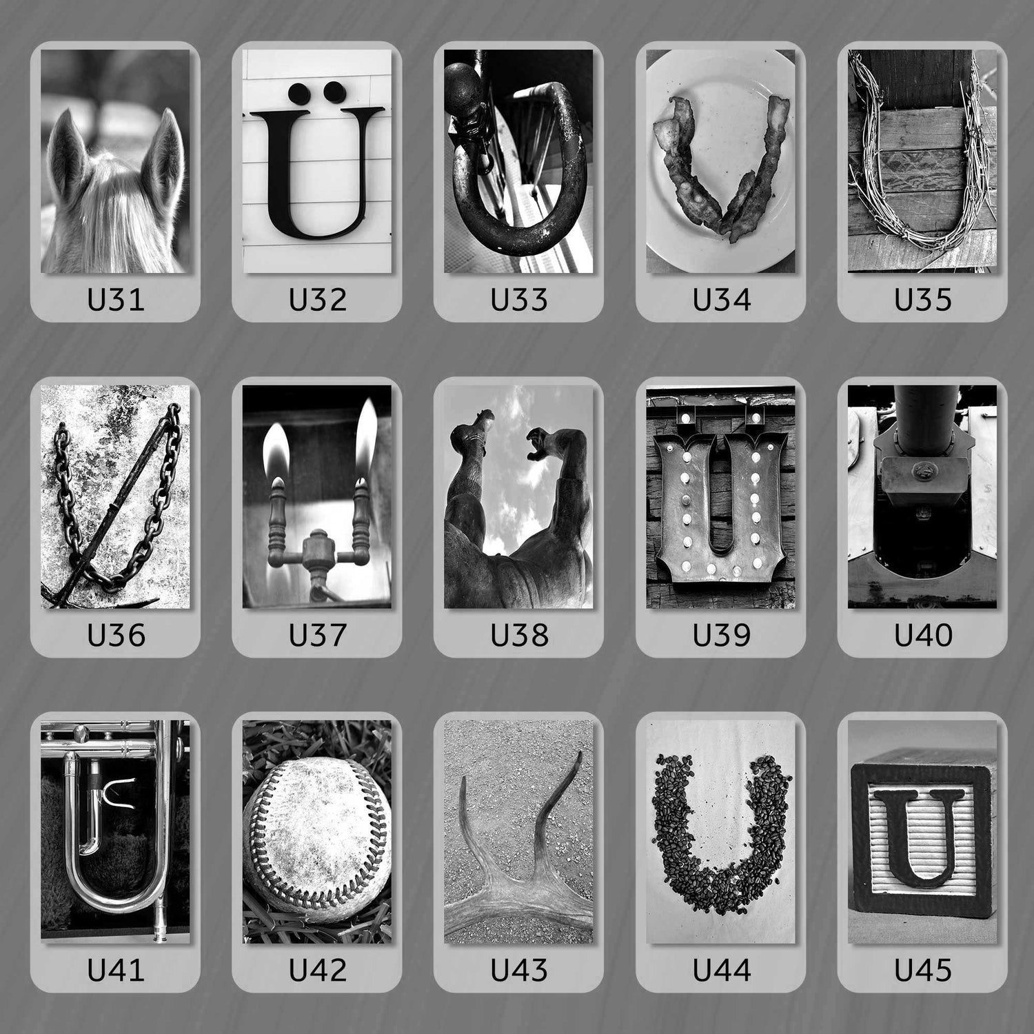 Black and White Letter U