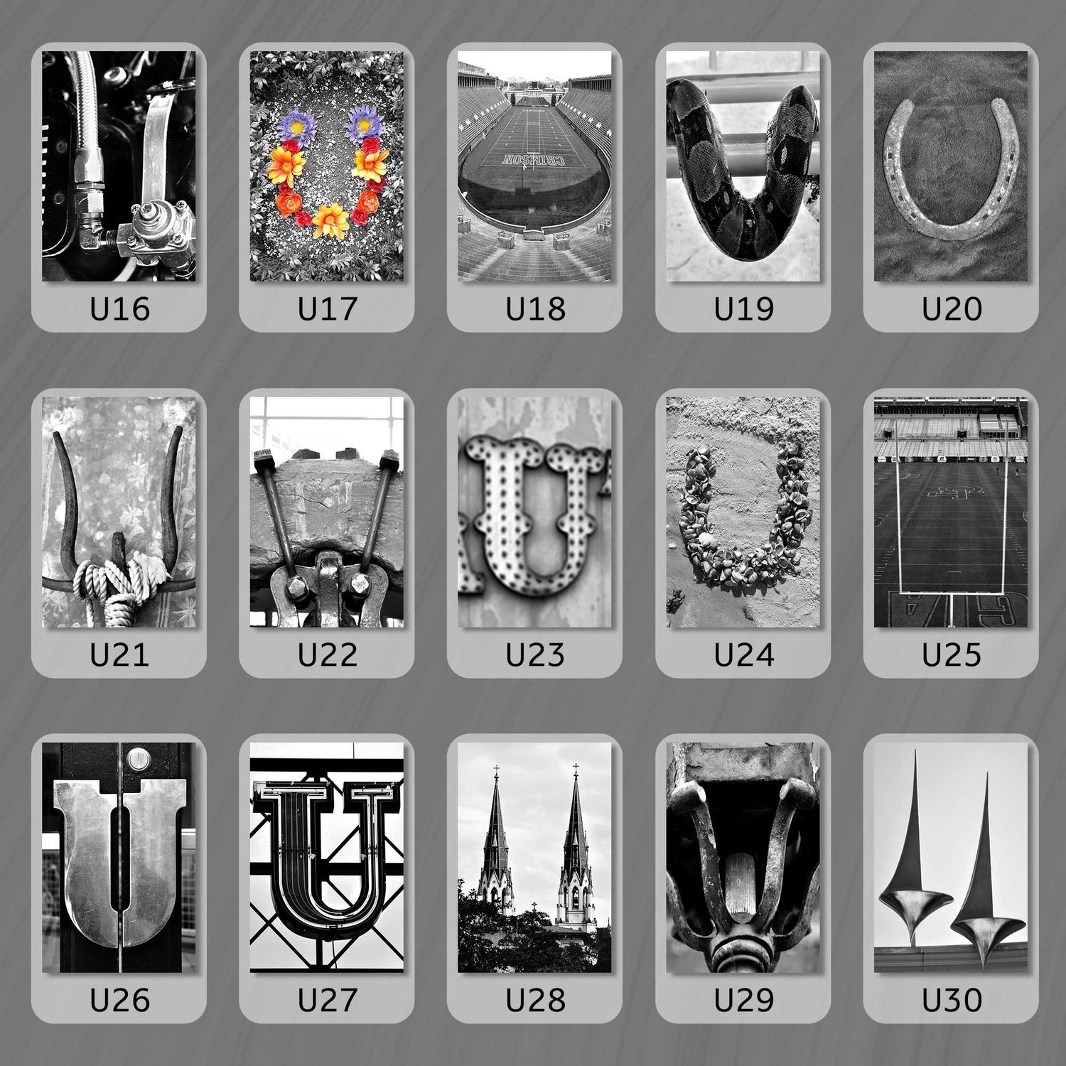 Black and White Letter U