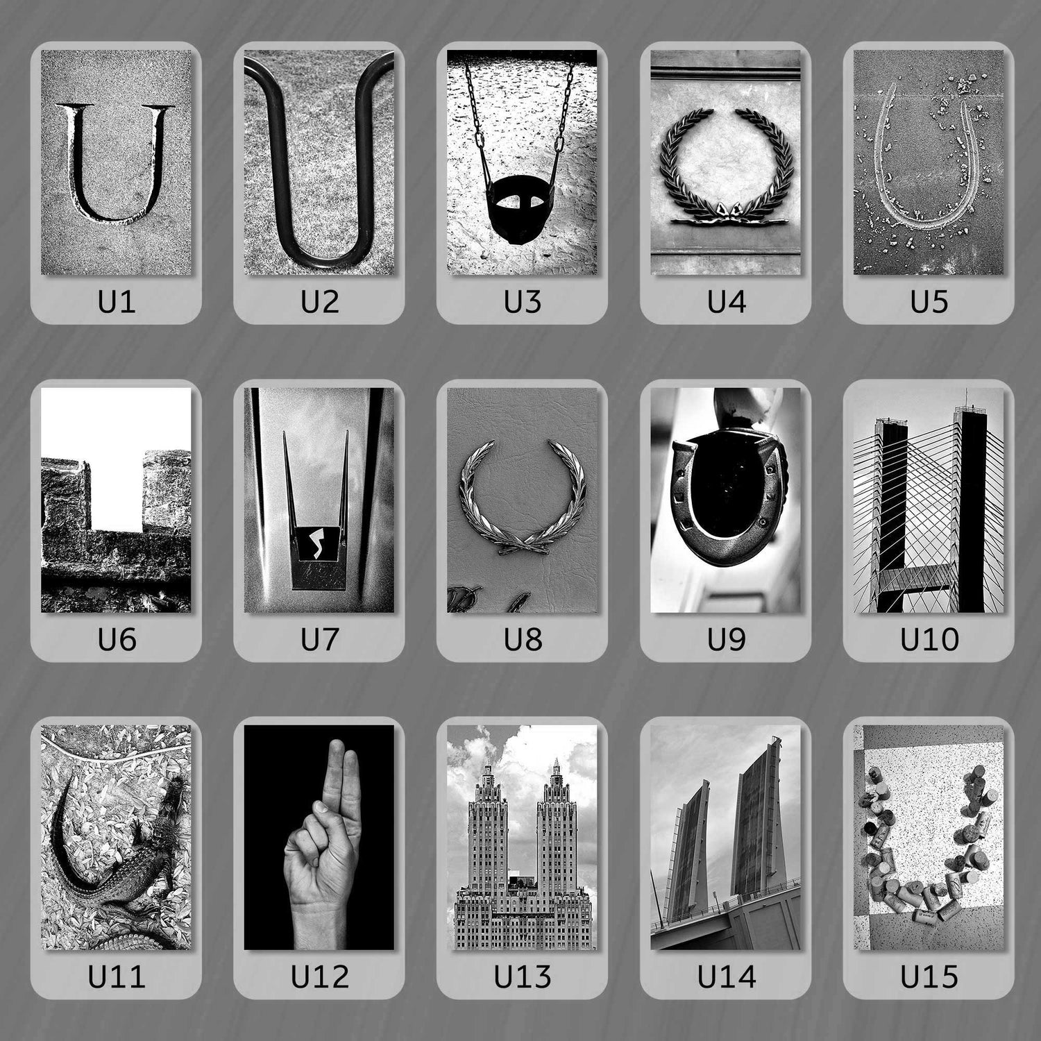 Black and White Letter U