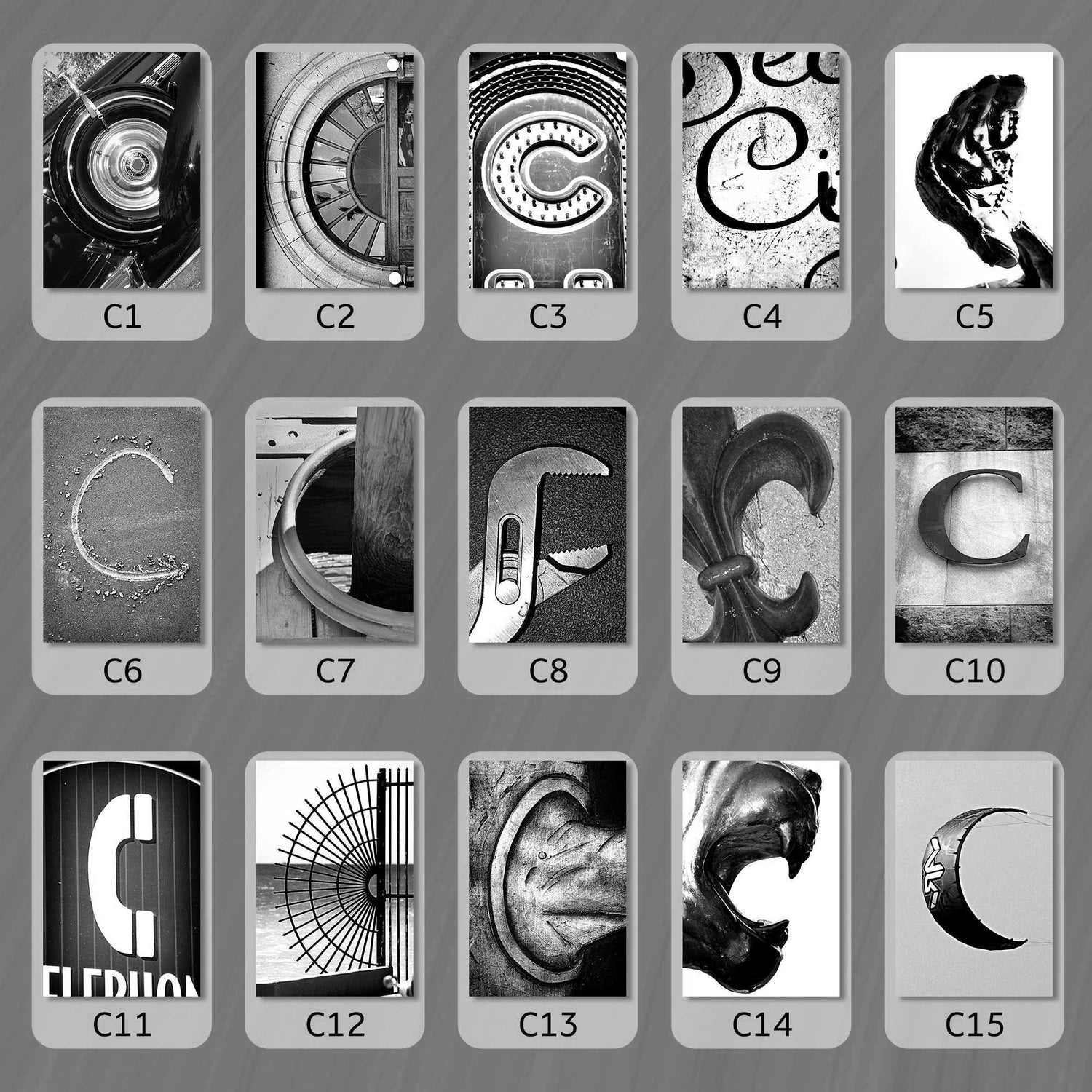 Black and White Letter C