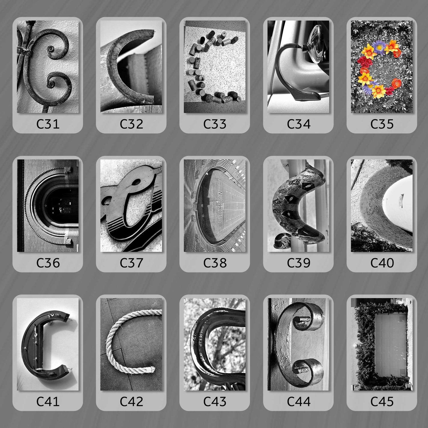 Black and White Letter C