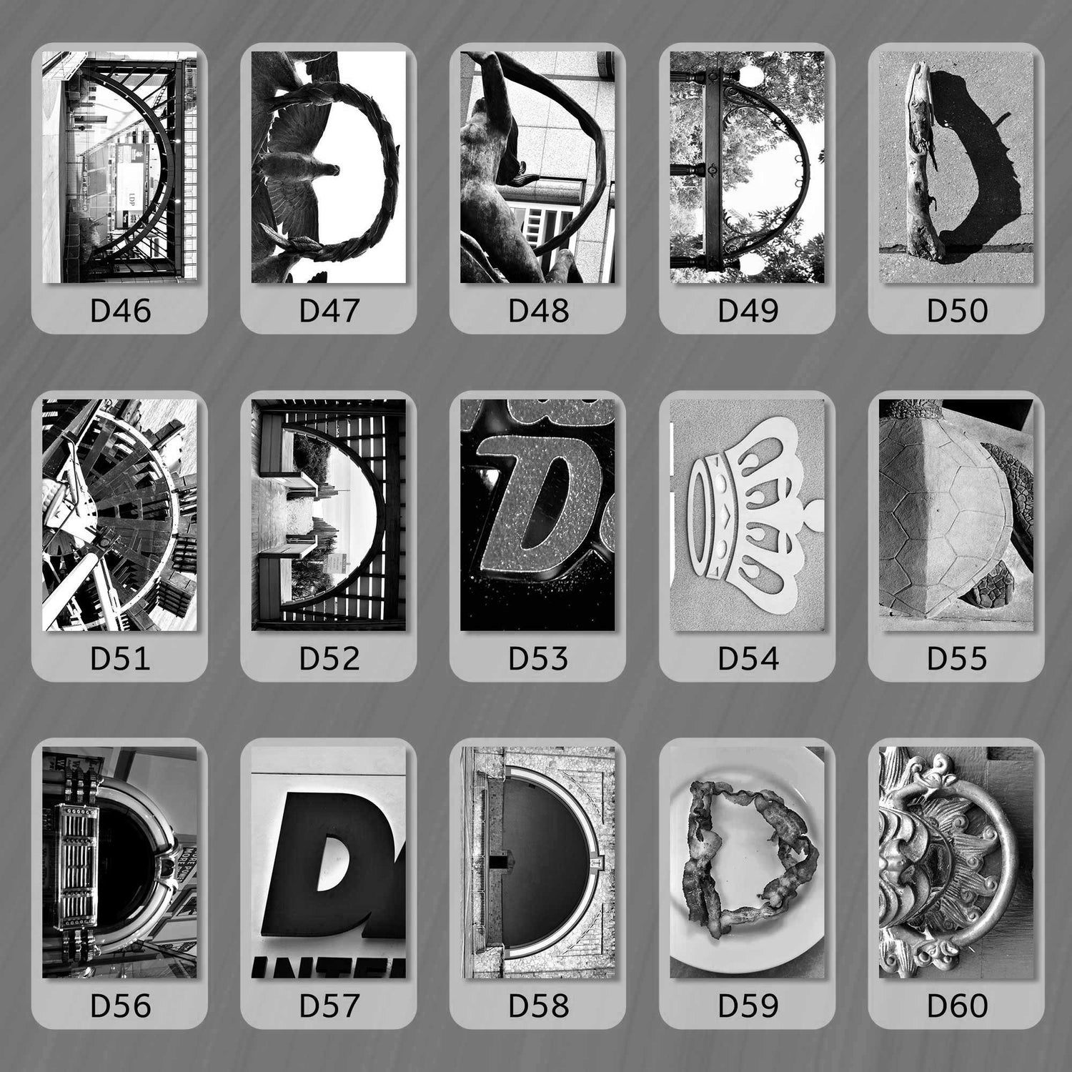 Black and White Letter D