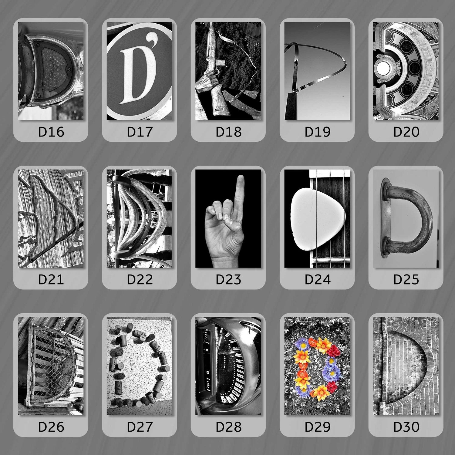 Black and White Letter D