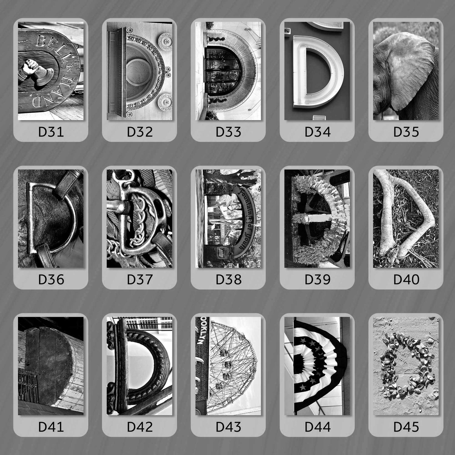 Black and White Letter D